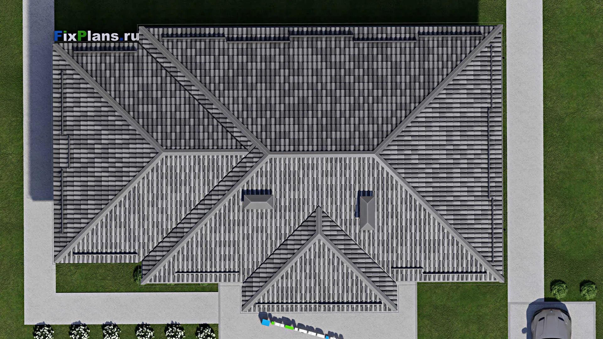 F-7748 - Проект одноэтажного дома 12 на 19, площадью 160 м² с террасой и 3 спальнями