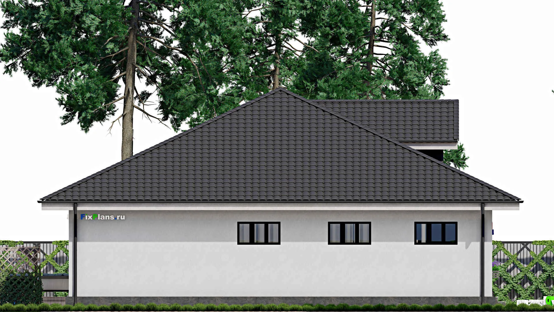 F-0413 - Планы дома с мансардой 15 на 17, площадью 250 м² с террасой, балконом, гаражом на 1 машину и 4 спальнями