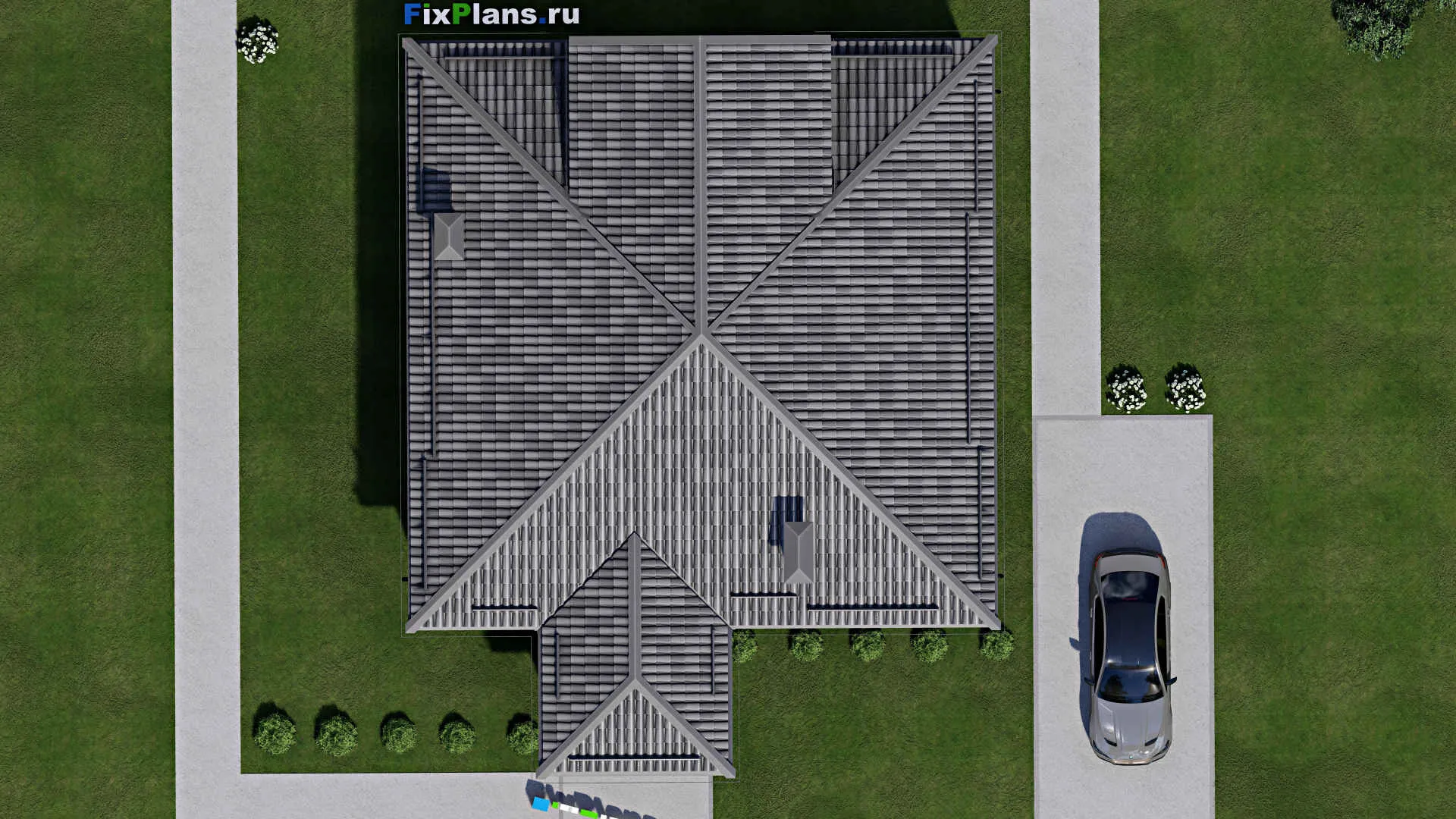 F-6956 - План одноэтажного дома 13 на 16, площадью 130 м² с 3 спальнями