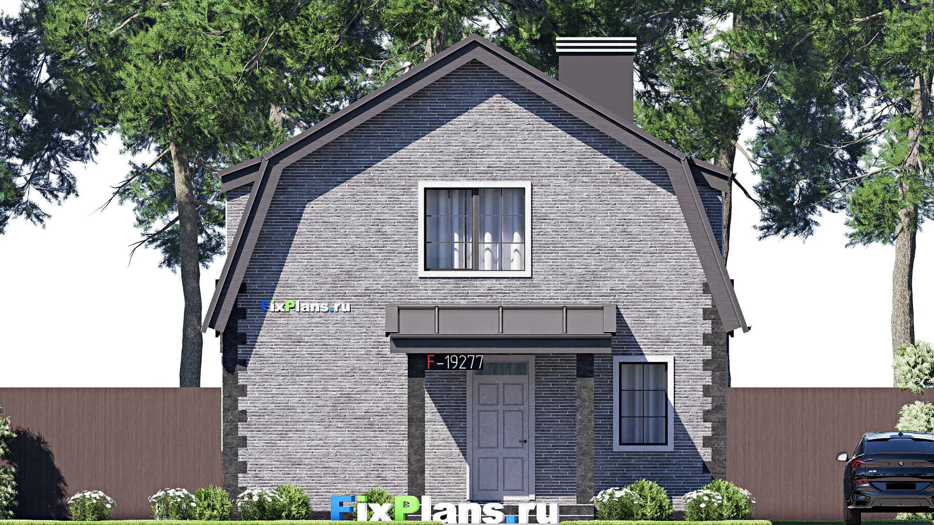 F-19277 - Проект дома с мансардой 9 на 18, площадью 200 м² с террасой и 4 спальнями