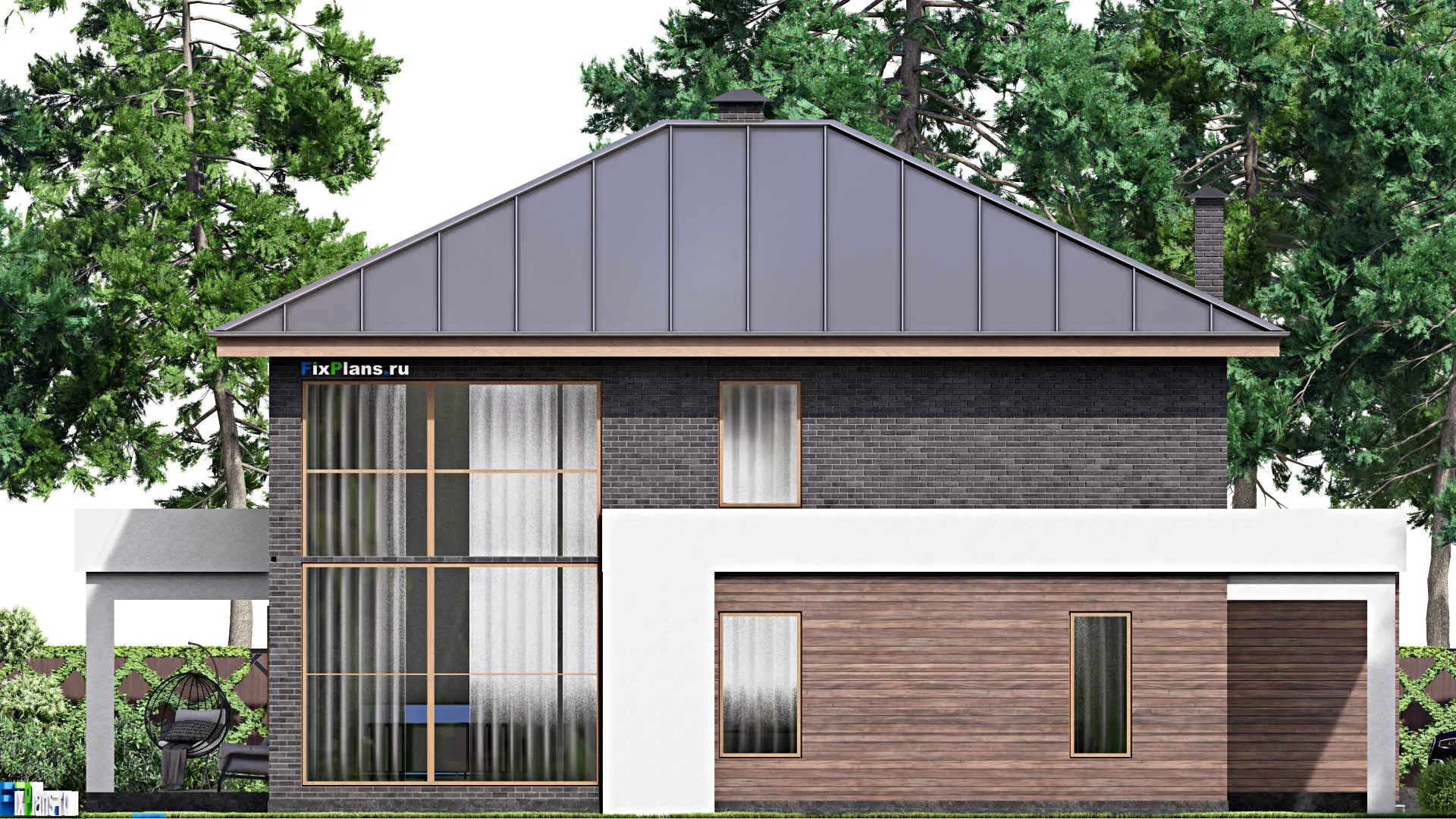 F-16226 - Проект двухэтажного дома 15 на 19, площадью 380 м² с террасой, балконом, гаражом на 1 машину, спортзалом и 3 спальнями