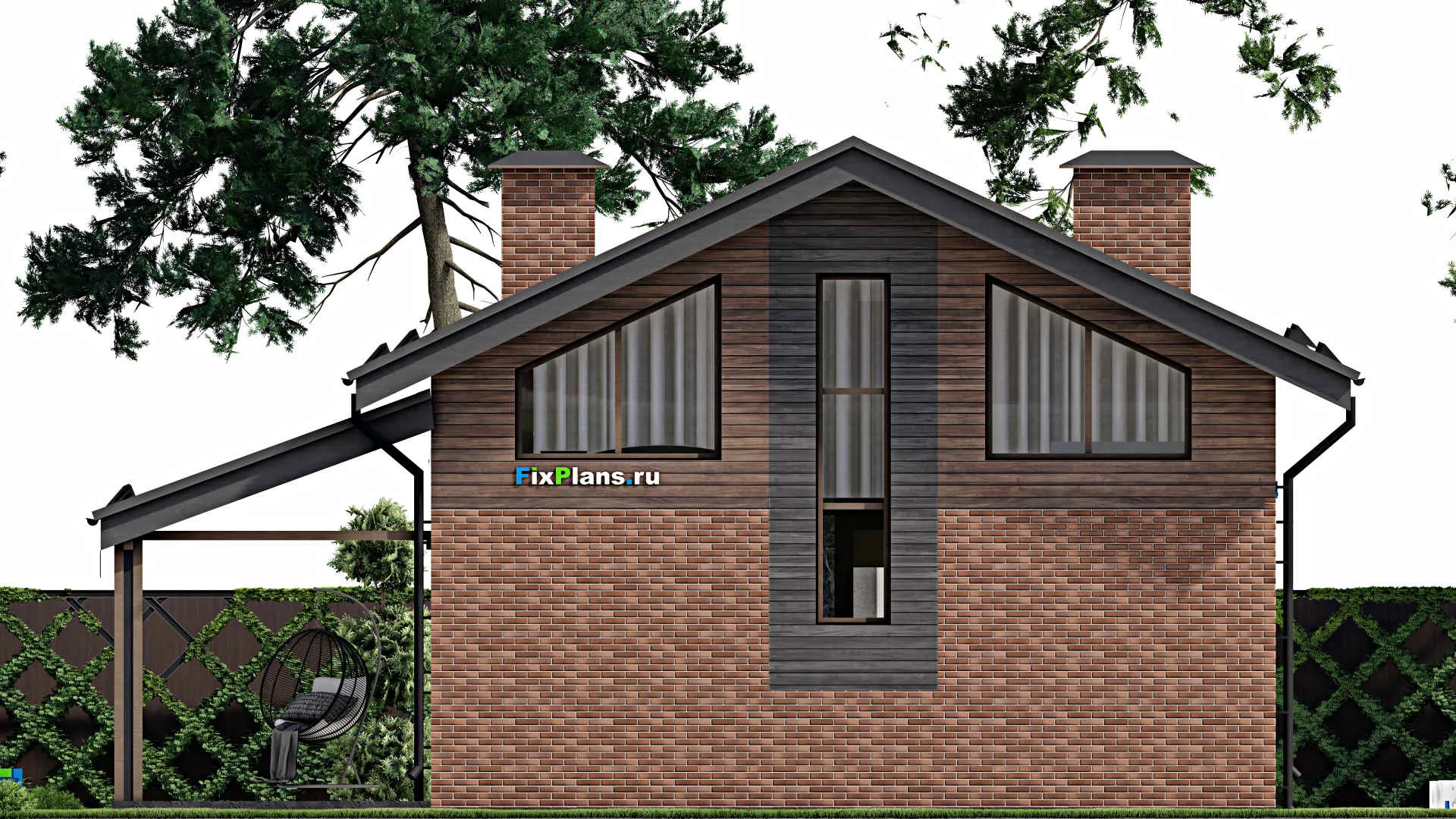 F-9566 - Проект дома с мансардой 11 на 13, площадью 160 м² с террасой и 3 спальнями