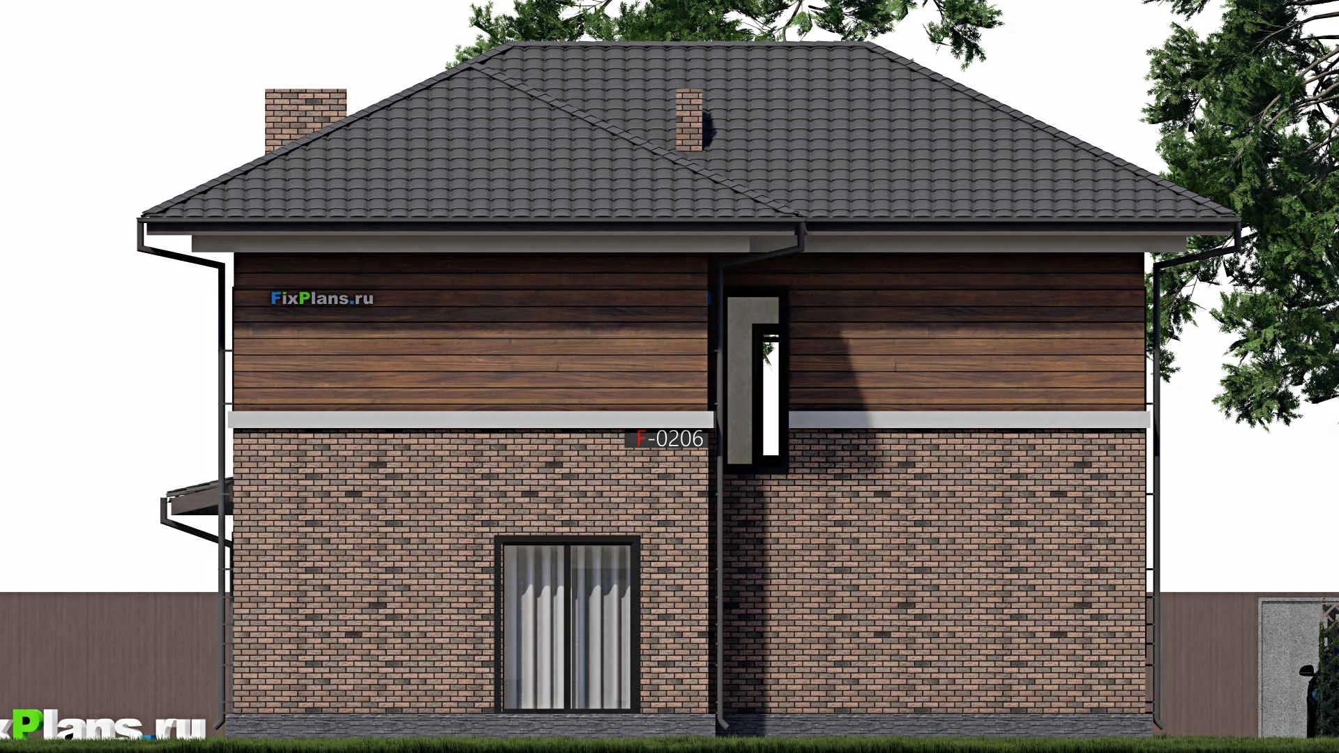 F-0206 - Проект двухэтажного дома 14 на 14, площадью 220 м² с 4 спальнями