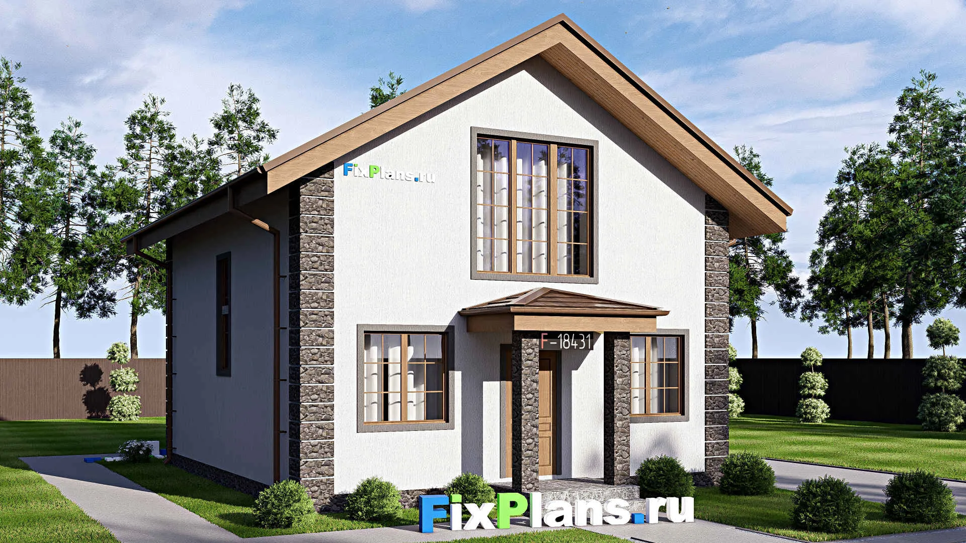 F-18431 - Проект дома с мансардой 9 на 12, площадью 100 м² с террасой, балконом и 4 спальнями