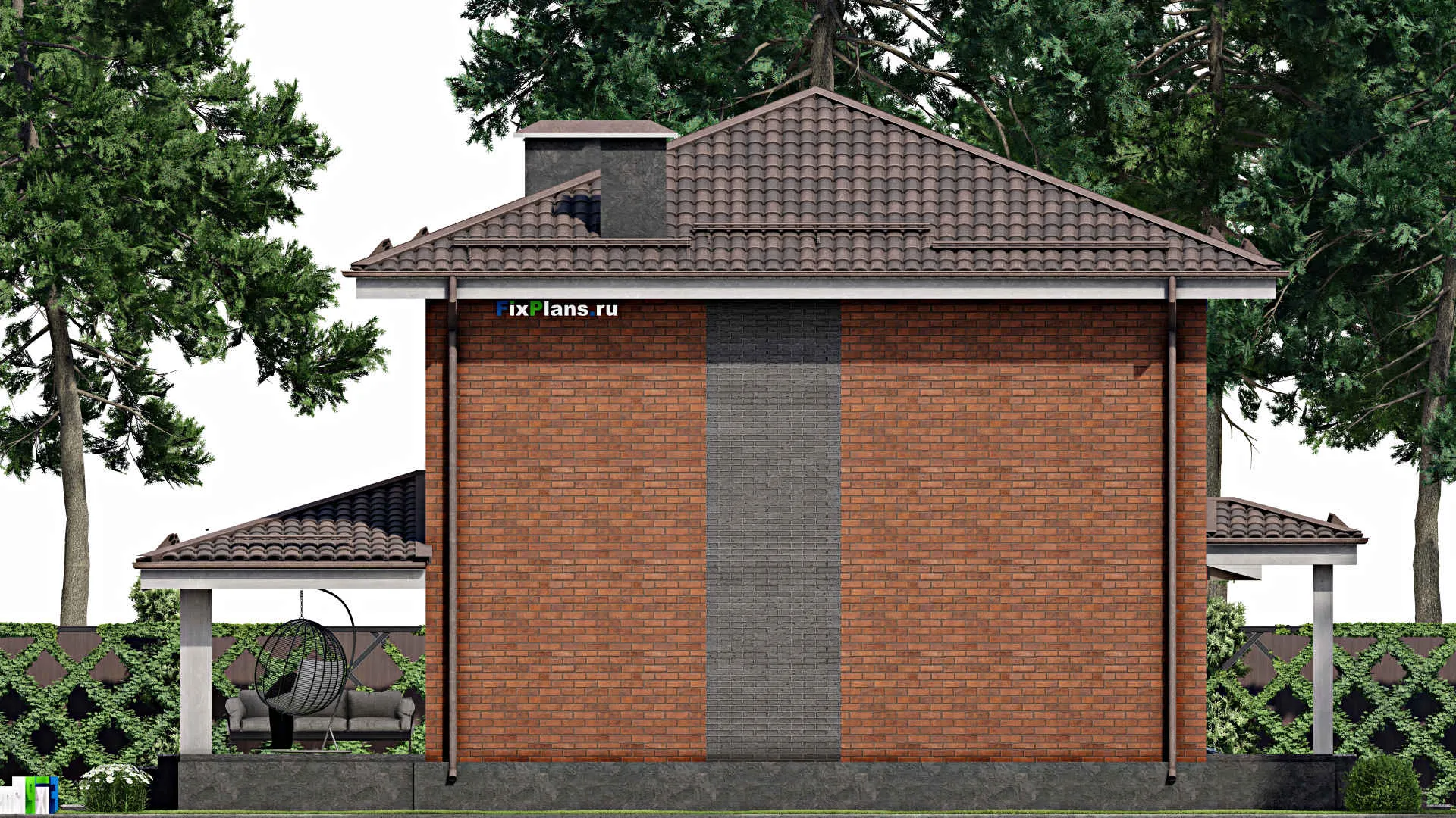 F-6119 - Проект двухэтажного дома 9 на 10, площадью 220 м² с террасой и 4 спальнями