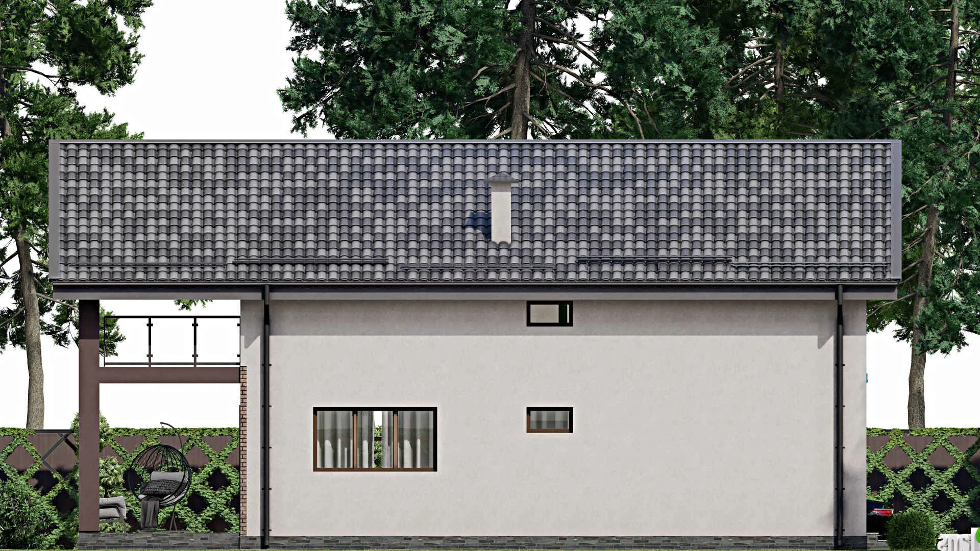 F-10421 - Проект дома с мансардой 11 на 16, площадью 250 м² с 4 спальнями