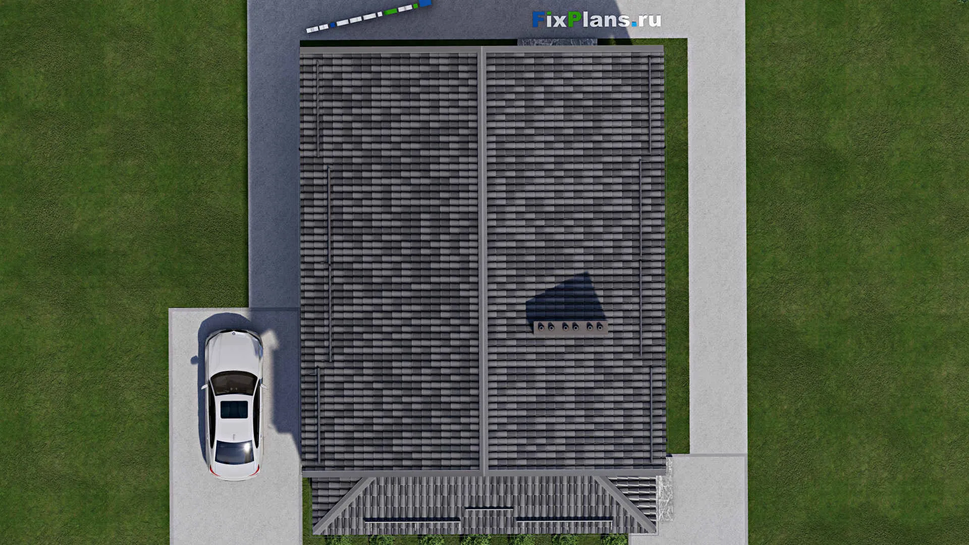 F-5975 - Проект дома с мансардой 11 на 11, площадью 210 м² с террасой, балконом и 3 спальнями