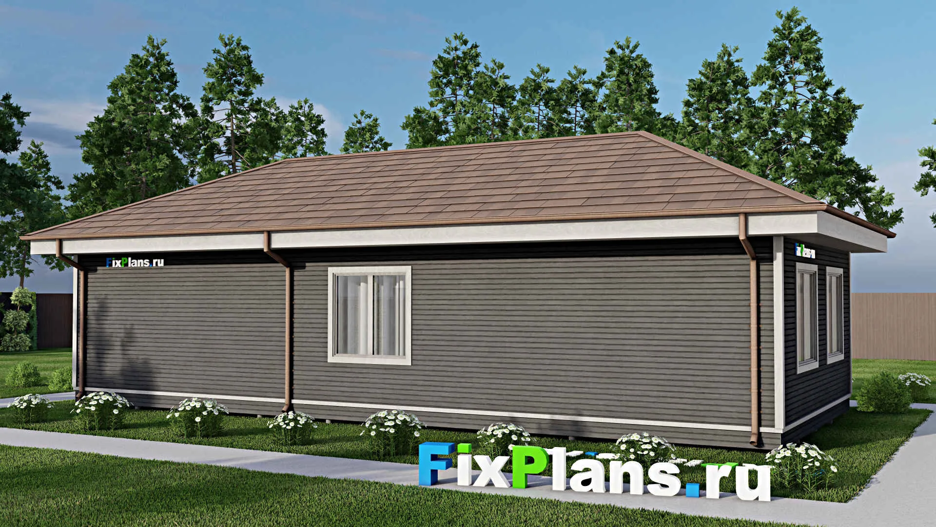 F-10430 - Проект одноэтажного дома 8 на 14, площадью 80 м² с 2 спальнями