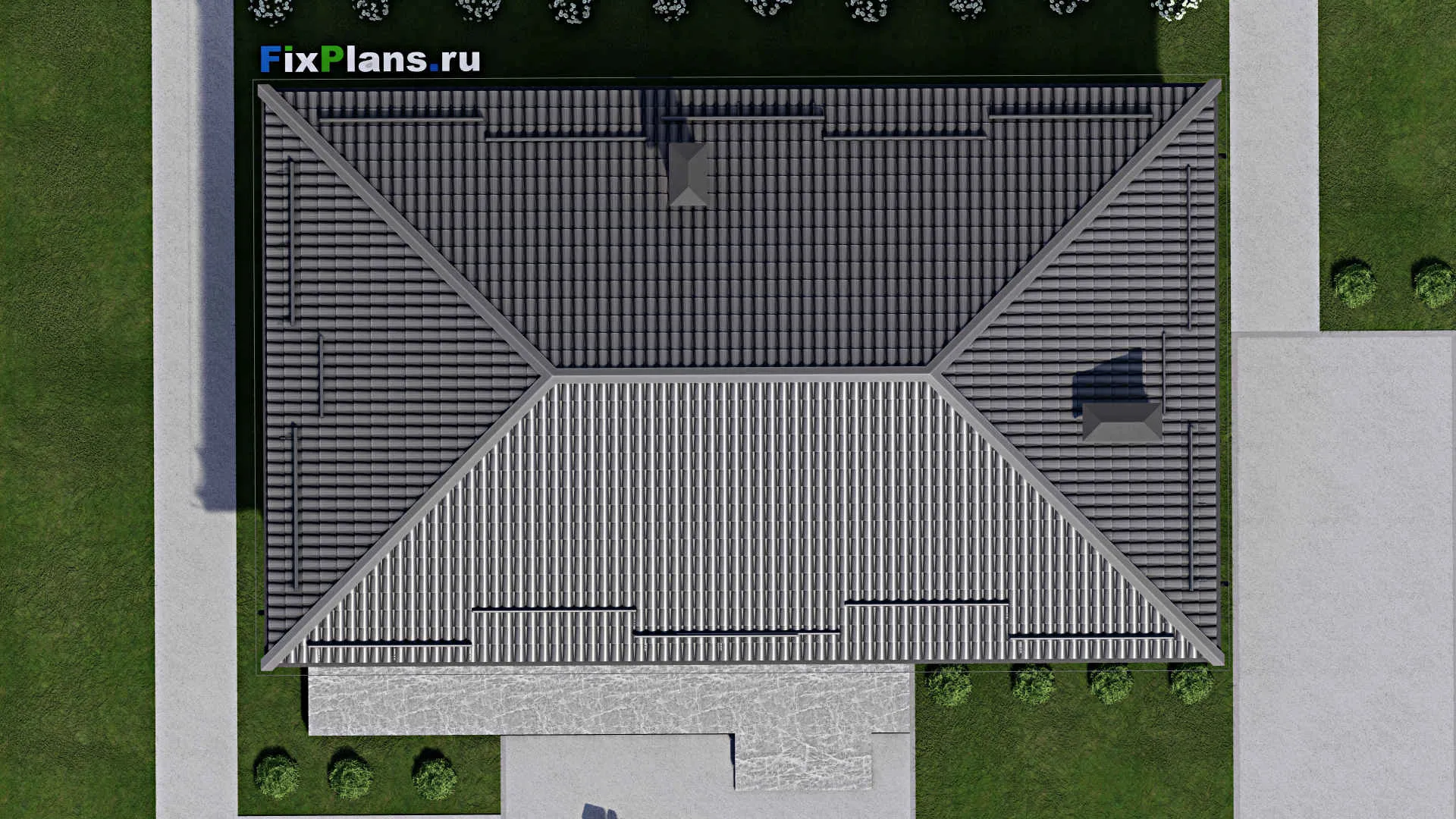 F-4823 - Проект одноэтажного дома 10 на 17, площадью 140 м² с террасой, баней и 3 спальнями