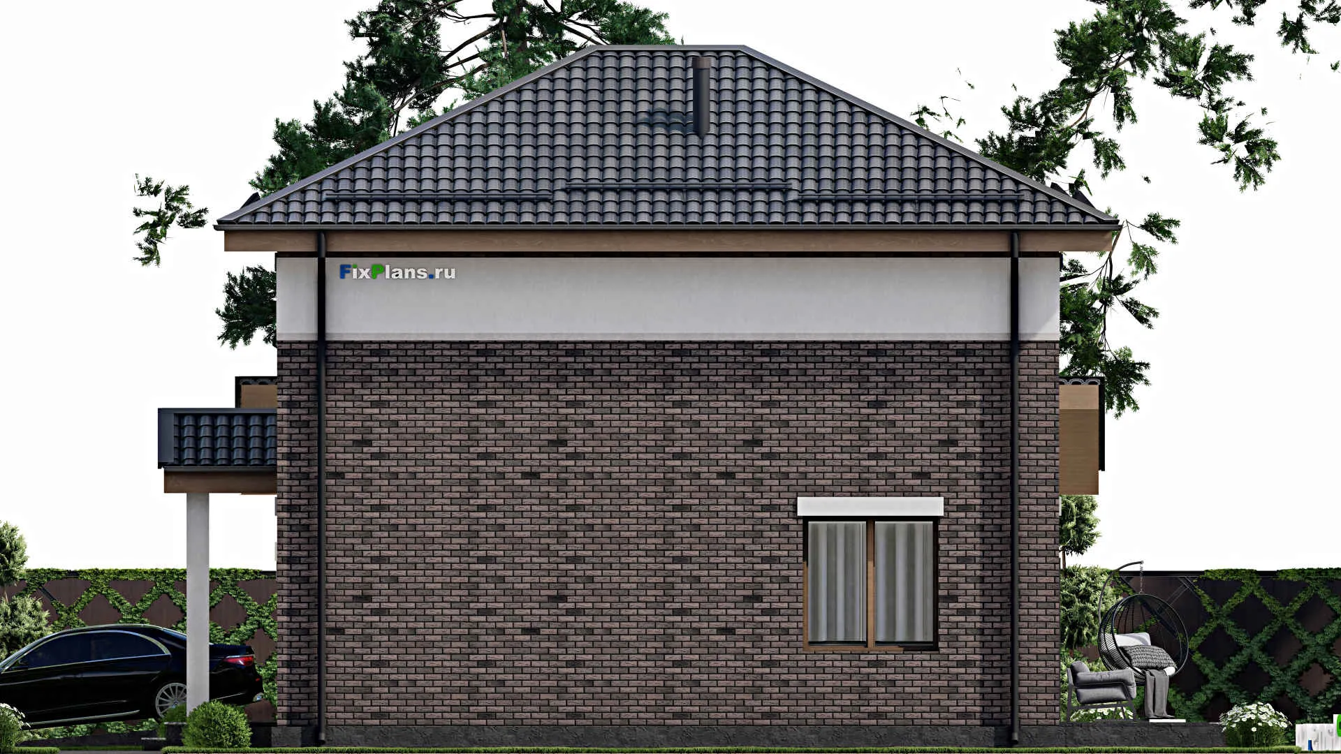 F-8675 - Проект двухэтажного дома 9 на 11, площадью 170 м² с террасой, гаражом на 1 машину и 3 спальнями