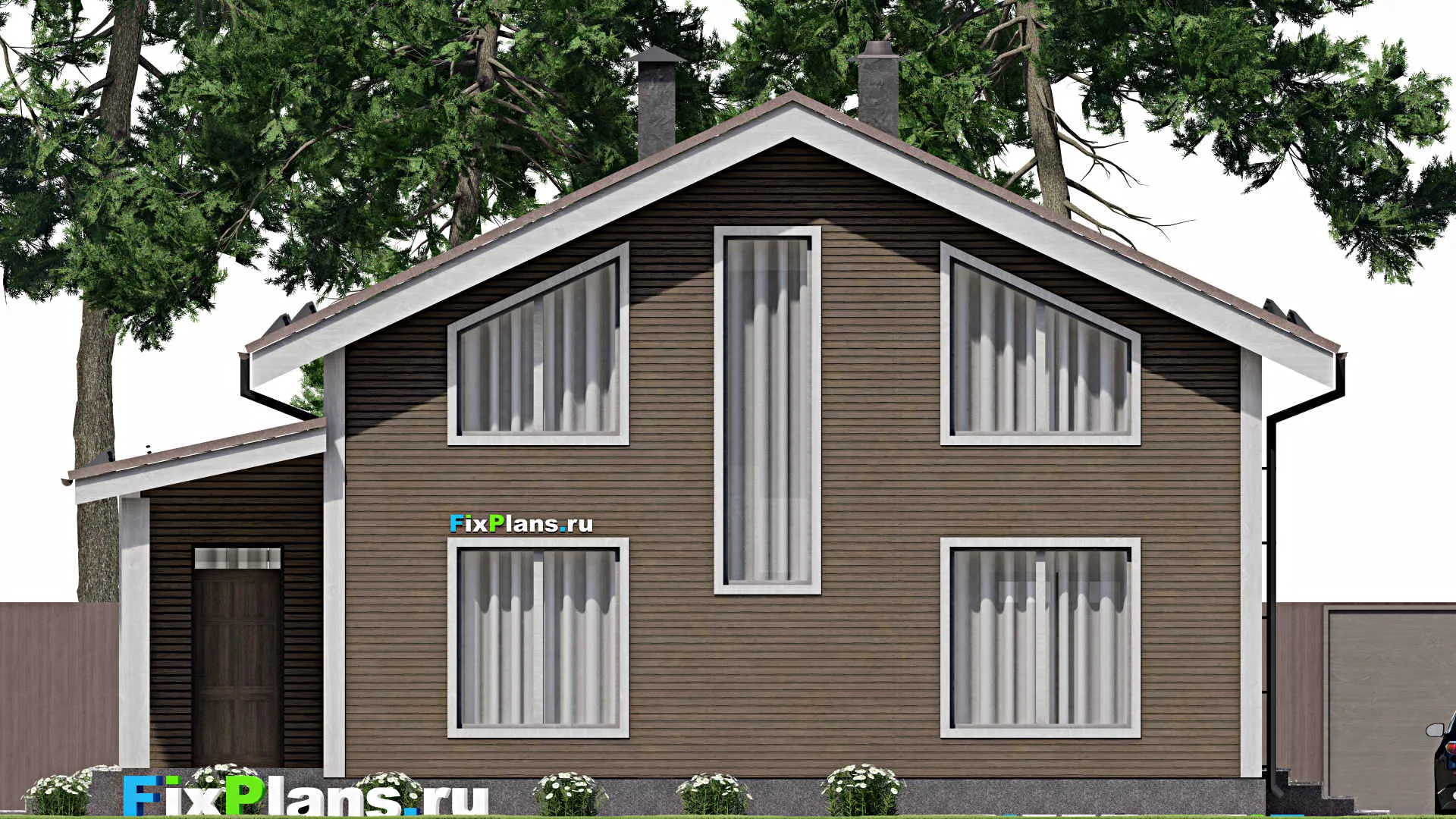 F-4913 - Проект дома с мансардой 11 на 13, площадью 160 м² с террасой и 5 спальнями