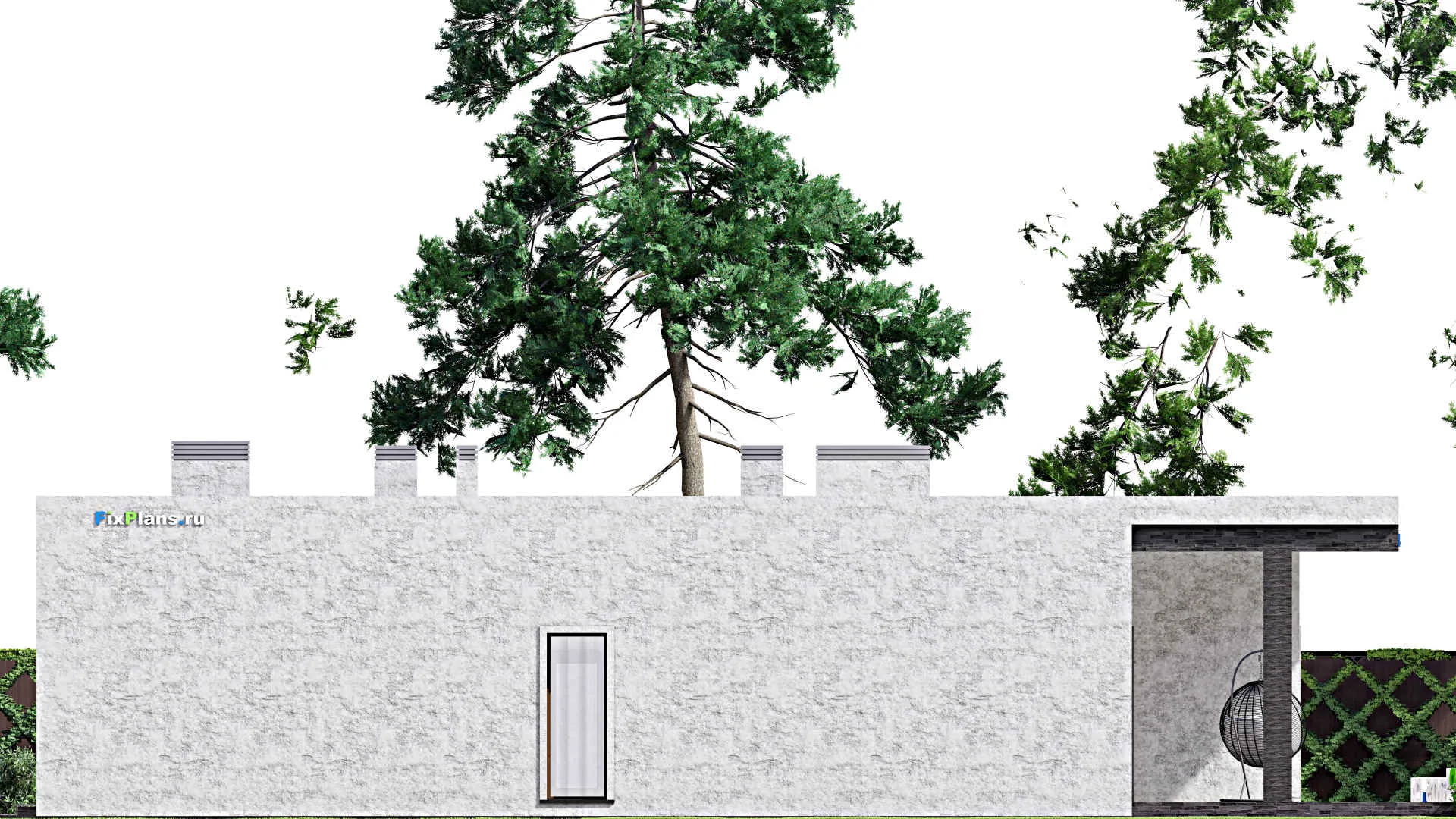 F-13184 - Проект одноэтажного дома 17 на 22, площадью 290 м² с террасой и 4 спальнями