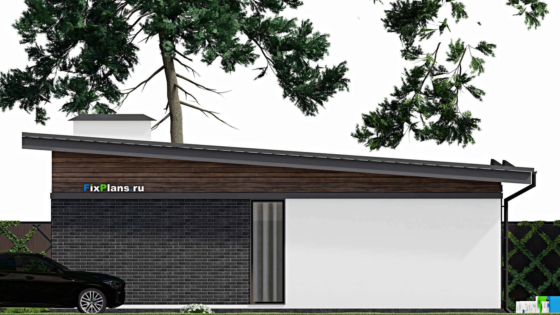 F-7028 - Проект одноэтажного дома 12 на 14, площадью 120 м² с террасой и 3 спальнями