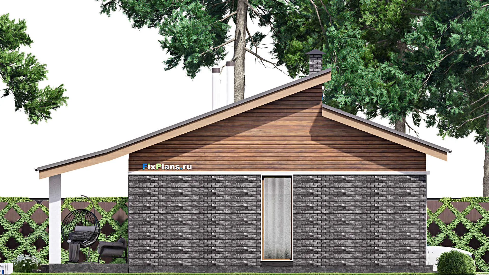 F-16829 - Проект одноэтажного дома 12 на 17, площадью 160 м² с террасой и 3 спальнями