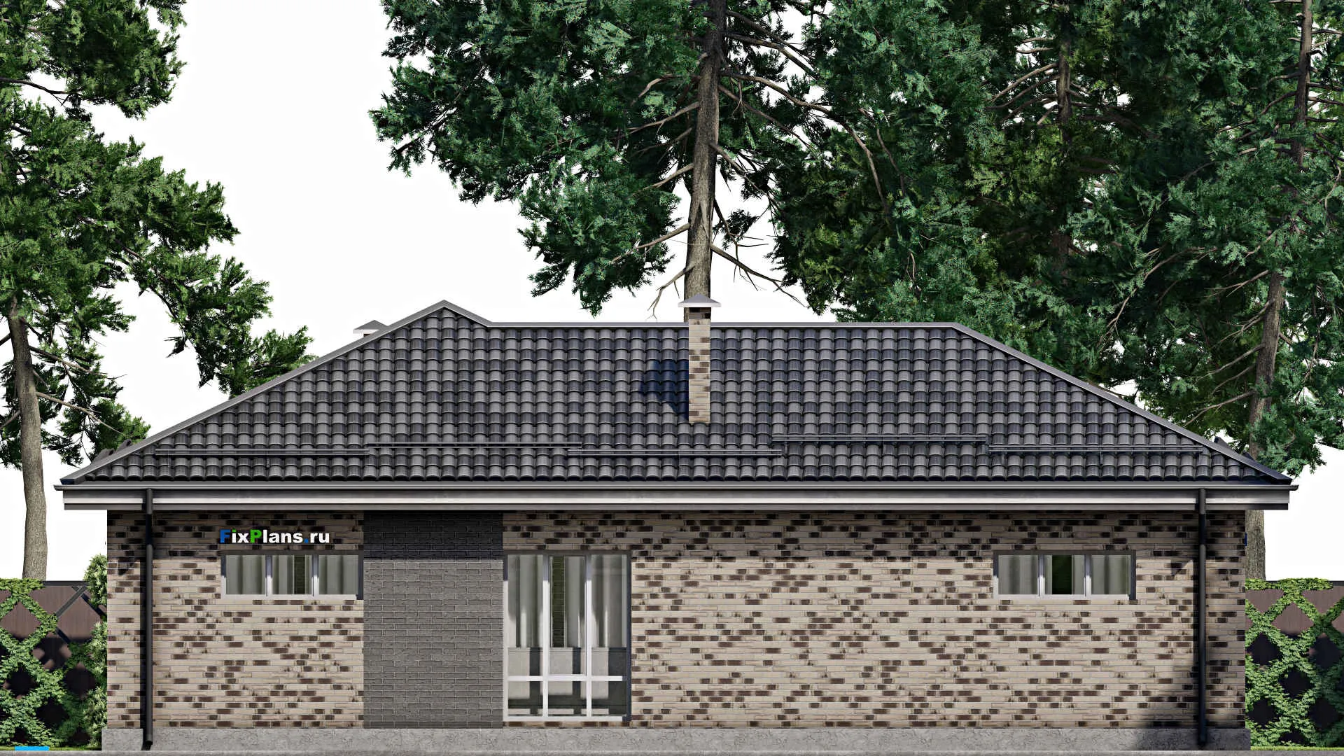 F-5876 - Проект одноэтажного дома 16 на 21, площадью 190 м² с баней, бассейном и 2 спальнями