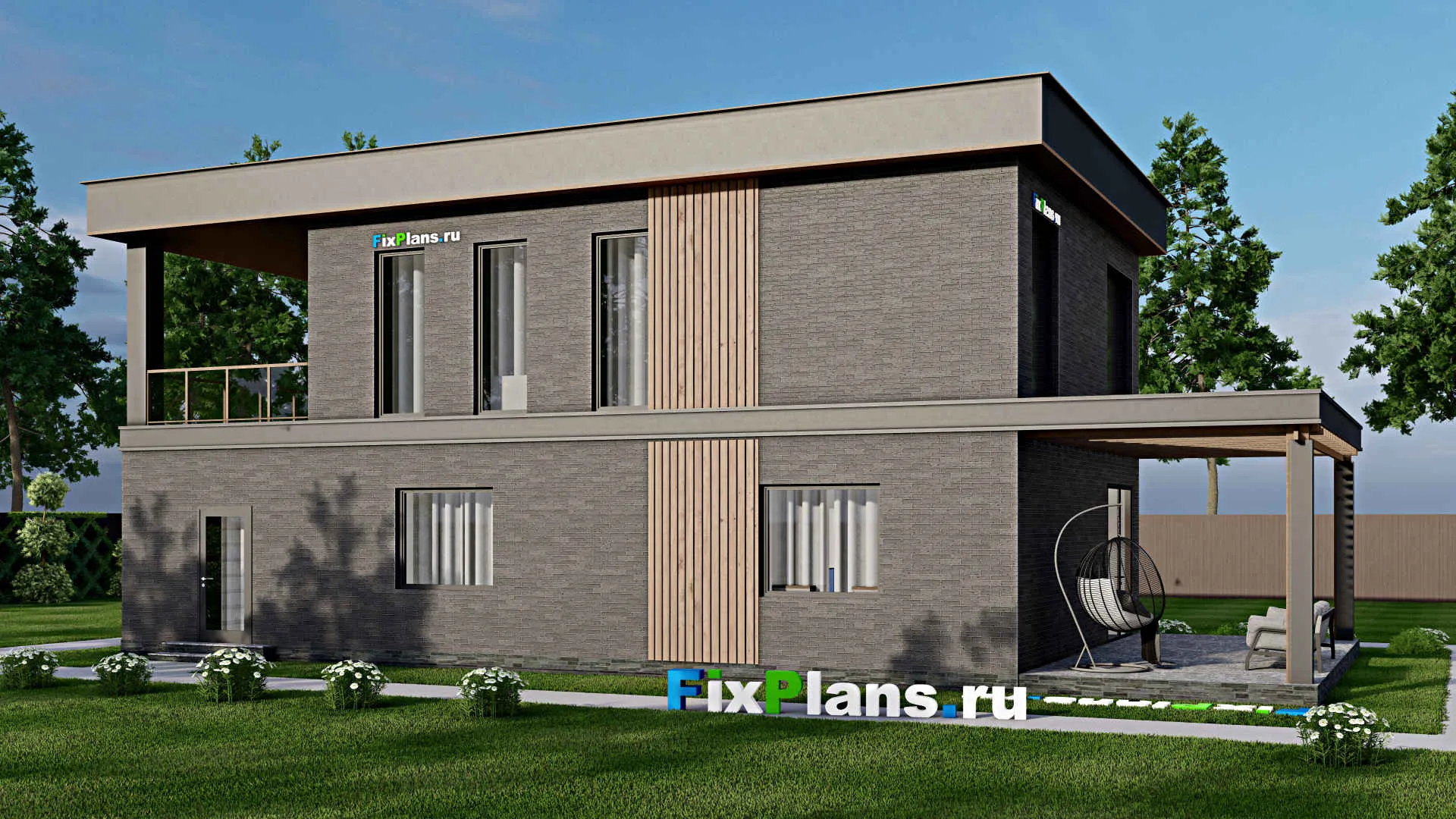 F-6209 - Проект двухэтажного дома 10 на 15, площадью 250 м² с террасой и 4 спальнями