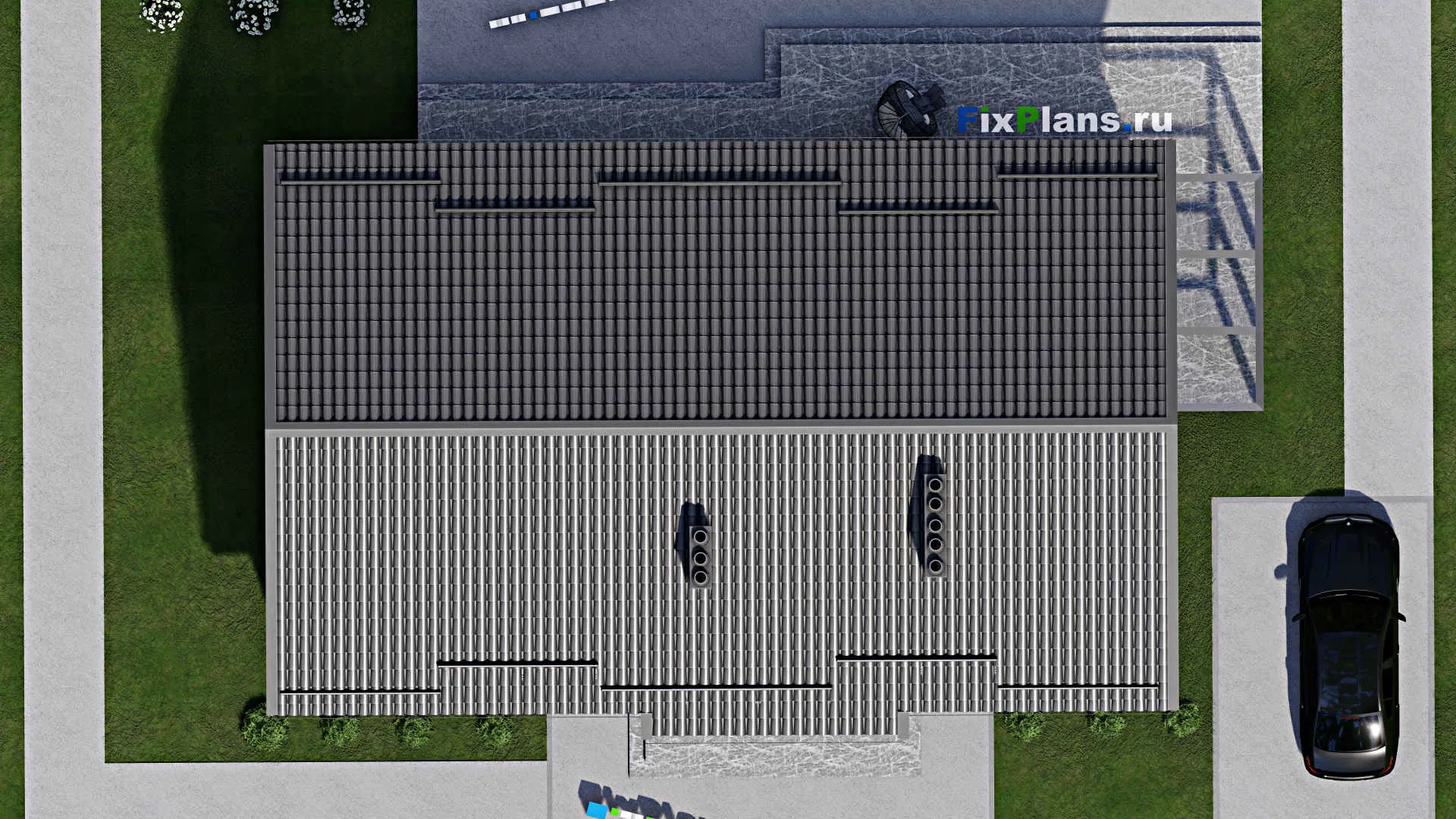 F-3374 - Проект одноэтажного дома 10 на 16, площадью 170 м² с террасой и 3 спальнями