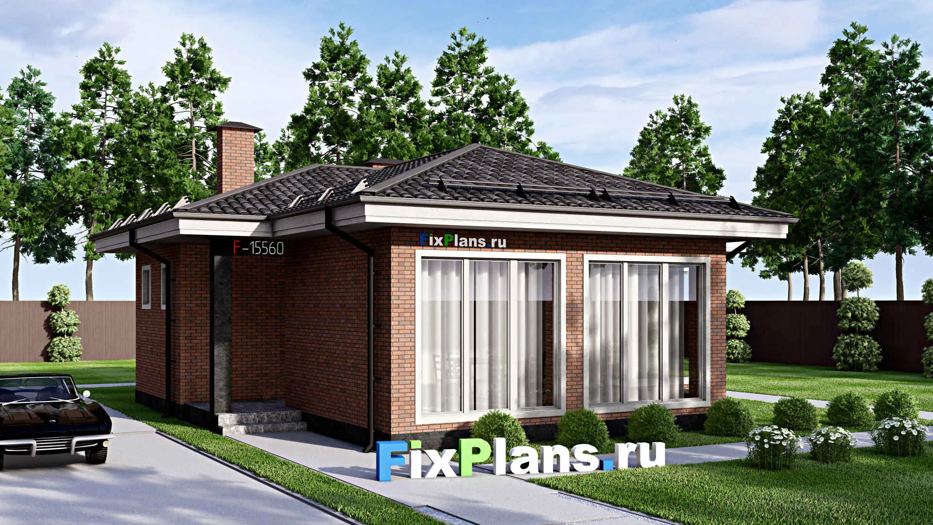 F-15560 - Проект бани 12 на 14, площадью 90 м² с комнатой отдыха, терассой и санузлом