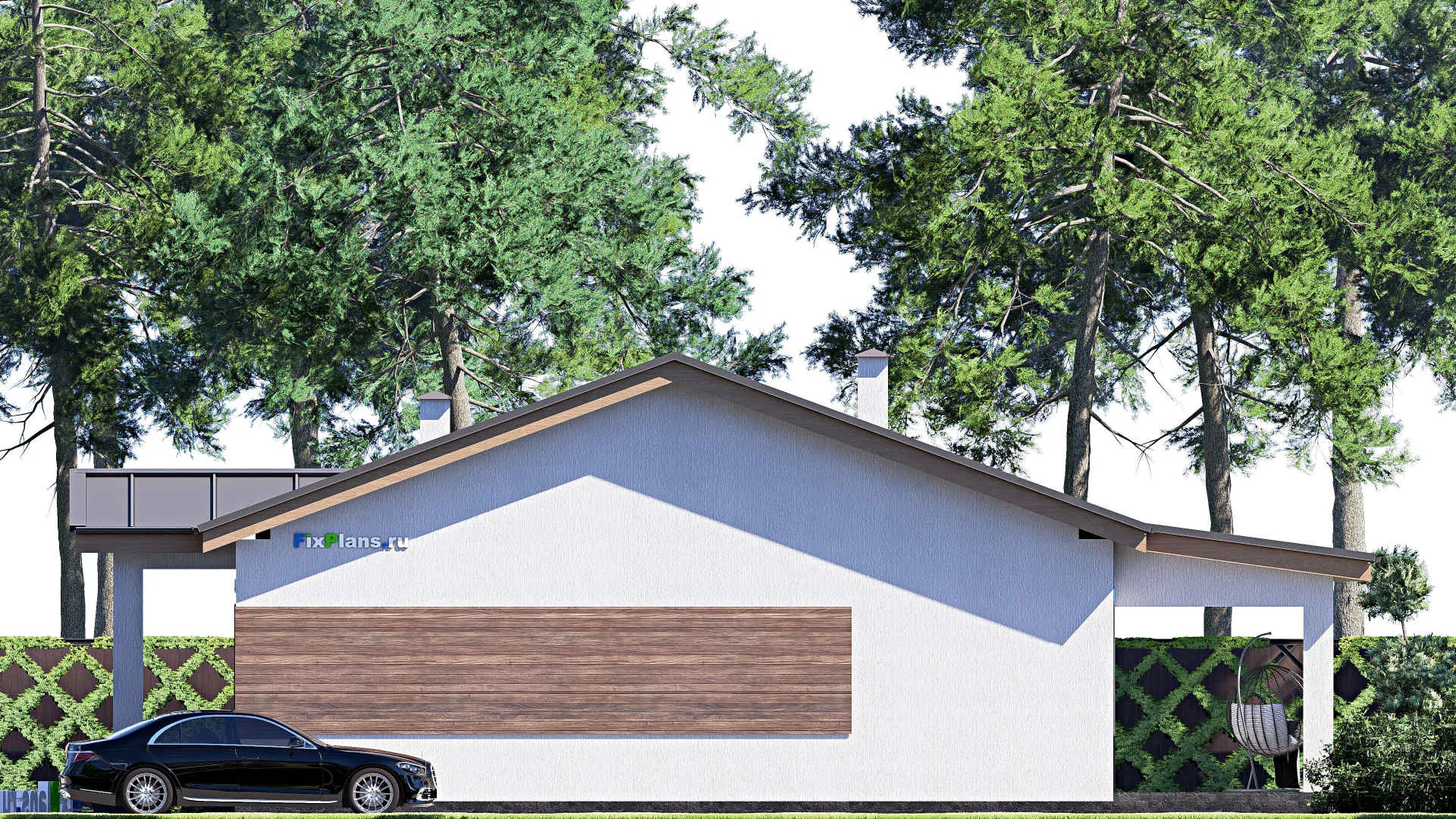 F-18161 - План одноэтажного дома 17 на 20, площадью 220 м² с террасой и 3 спальнями