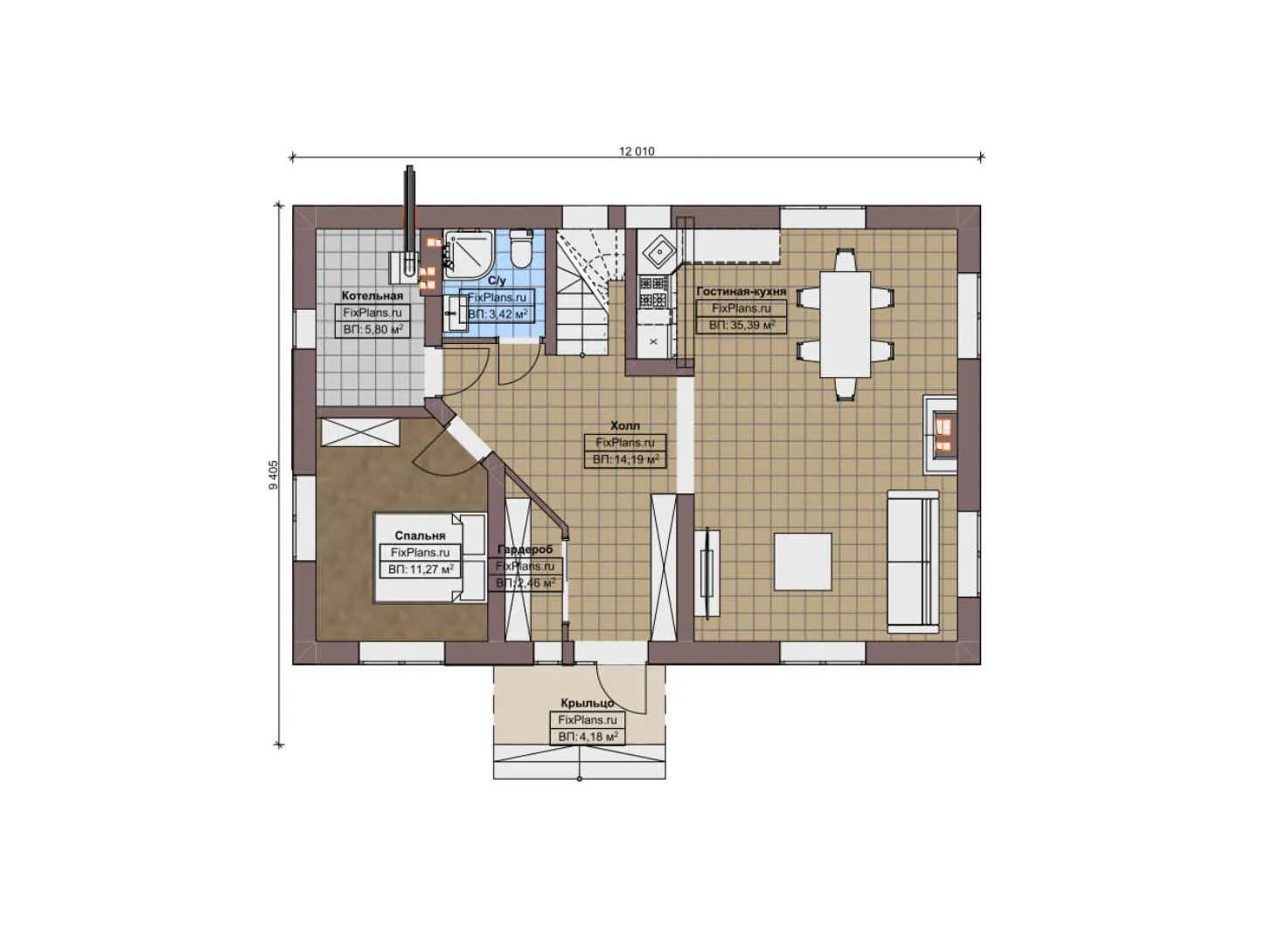 F-5318 - Планы дома с мансардой 10 на 13, площадью 150 м² с 4 спальнями