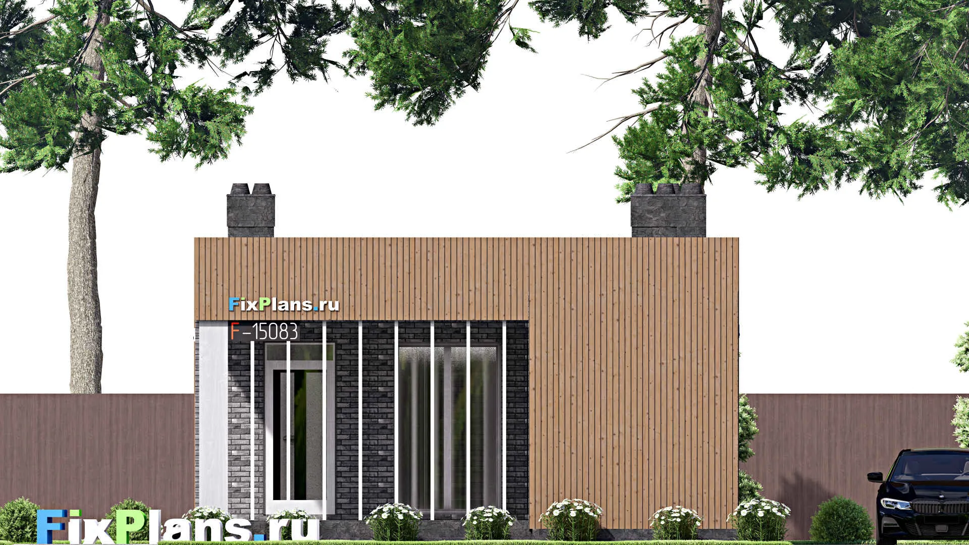 F-15083 - Проект бани 8 на 13, площадью 80 м² с комнатой отдыха, терассой и санузлом