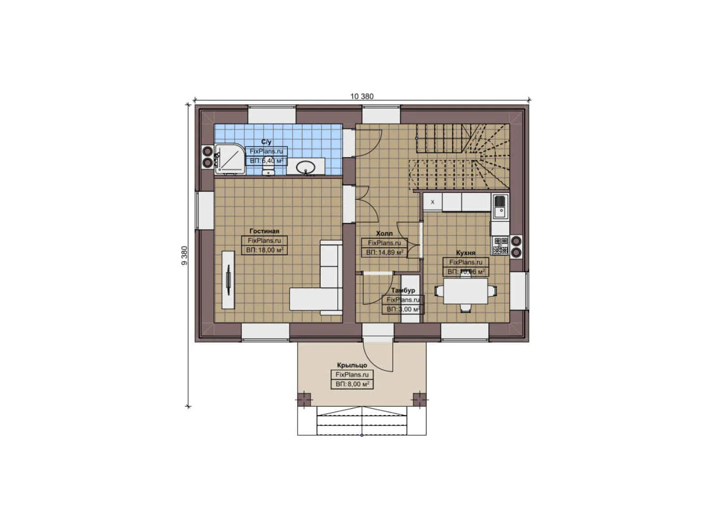 F-8531 - Планы дома с мансардой 10 на 11, площадью 120 м² с балконом и 3 спальнями