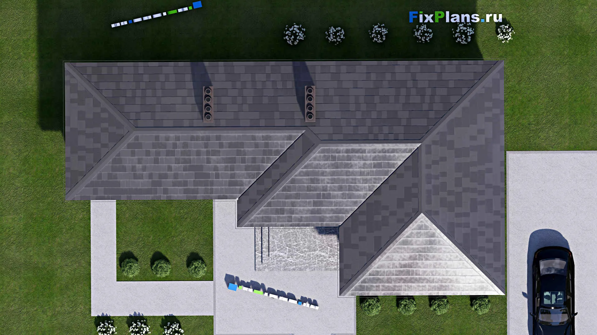 F-15470 - Проект бани 9 на 16, площадью 170 м² с комнатой отдыха, бассейном и санузлом