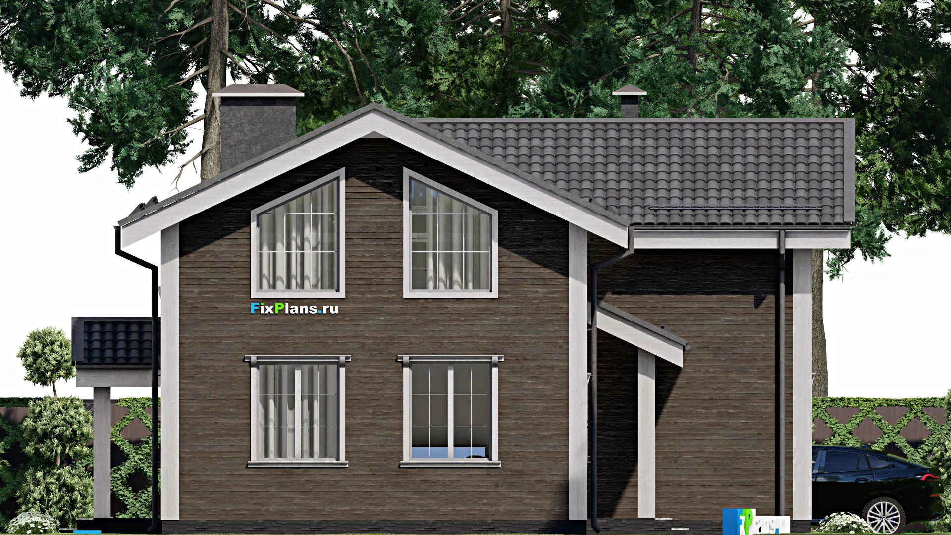 F-6821 - Проект дома с мансардой 13 на 14, площадью 180 м² с 4 спальнями