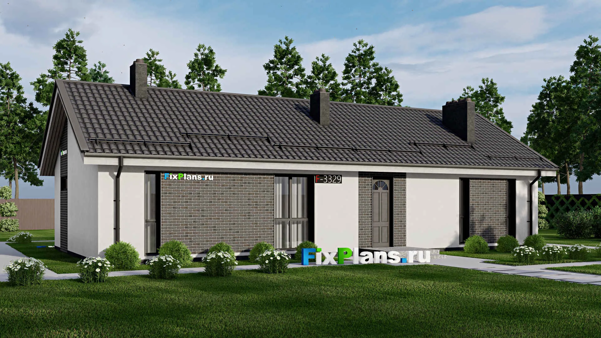 F-3329 - Проект одноэтажного дома 9 на 18, площадью 110 м² с 3 спальнями