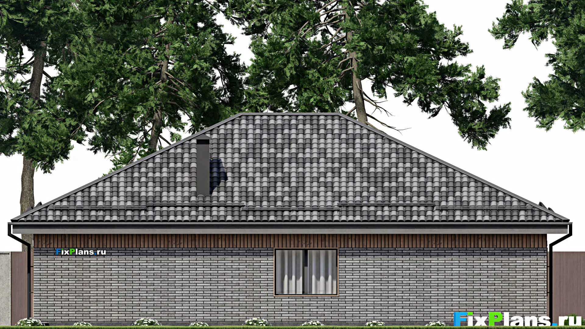 F-7694 - Проект одноэтажного дома 15 на 16, площадью 170 м² с террасой, баней и 3 спальнями