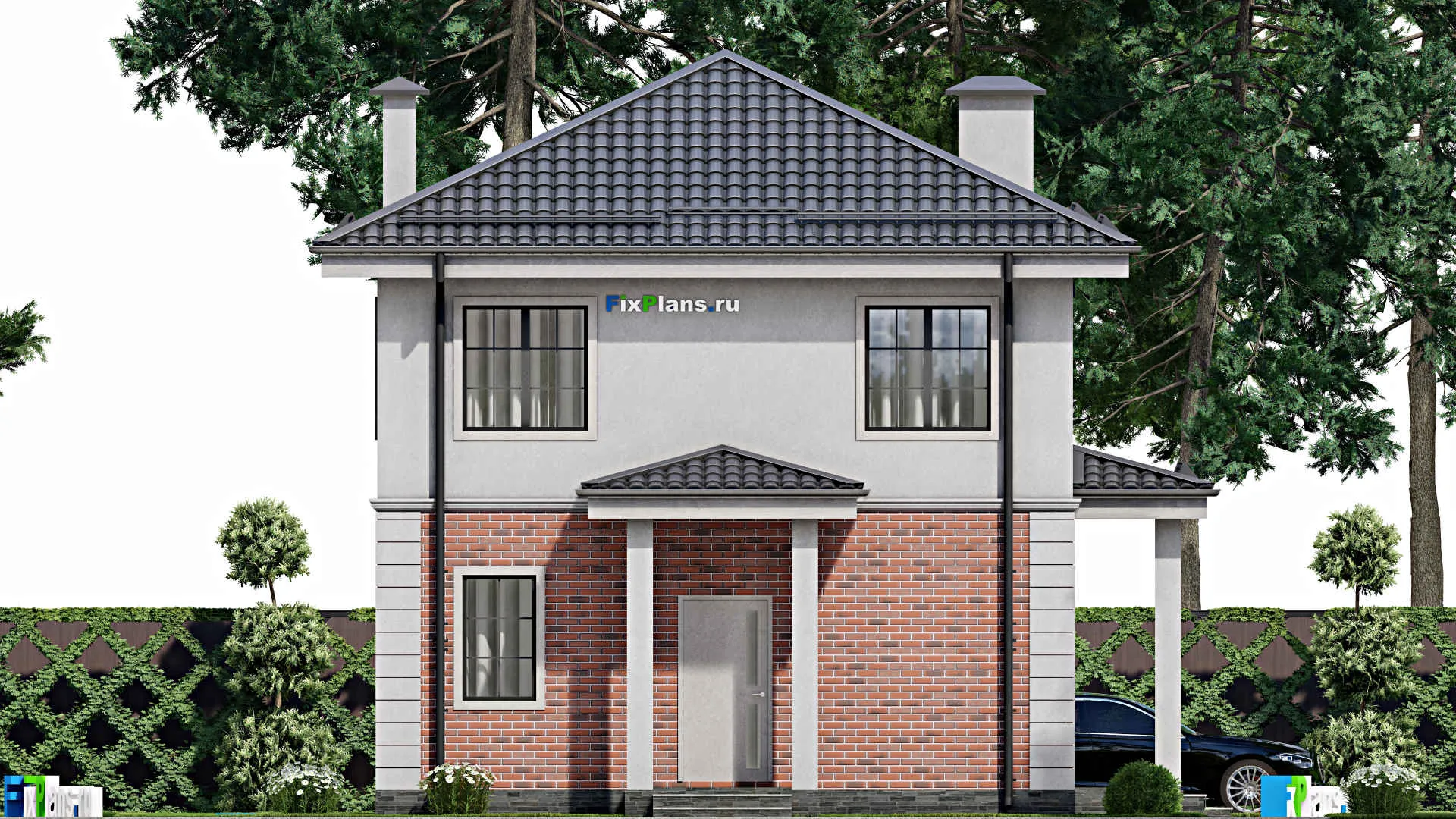 F-12410 - Проект двухэтажного дома 10 на 10, площадью 100 м² с 3 спальнями