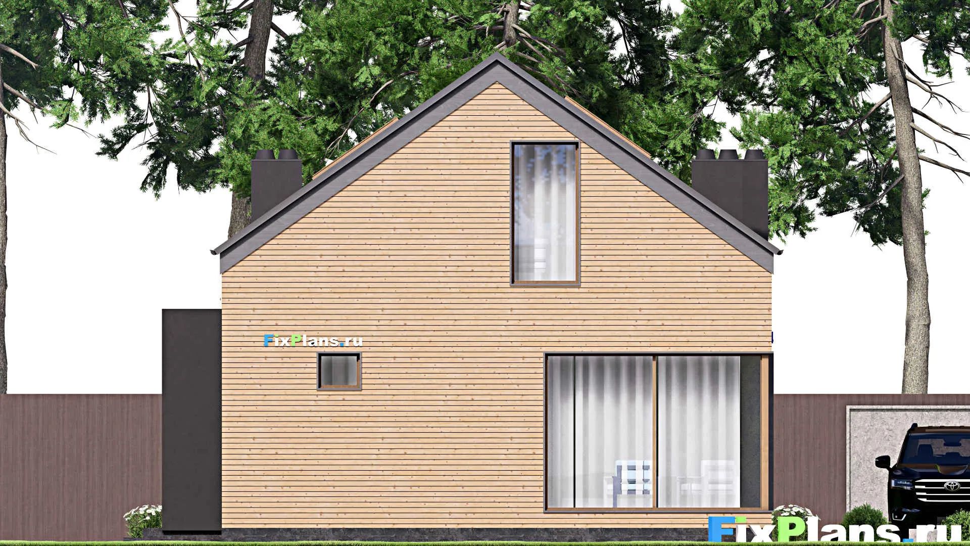 F-16748 - Проект дома с мансардой 10 на 21, площадью 250 м² с террасой и 3 спальнями