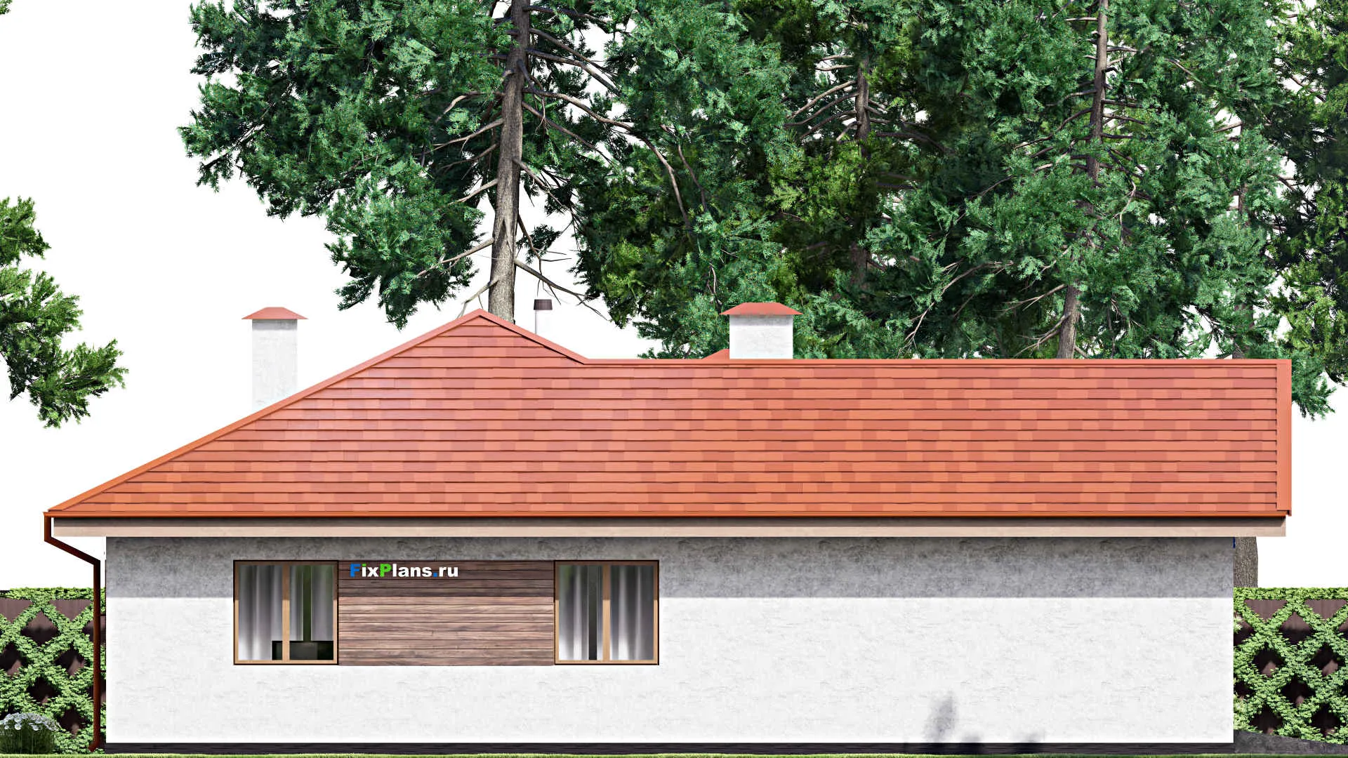 F-15263 - Проект одноэтажного дома 16 на 17, площадью 180 м² с гаражом на 2 машины и 3 спальнями