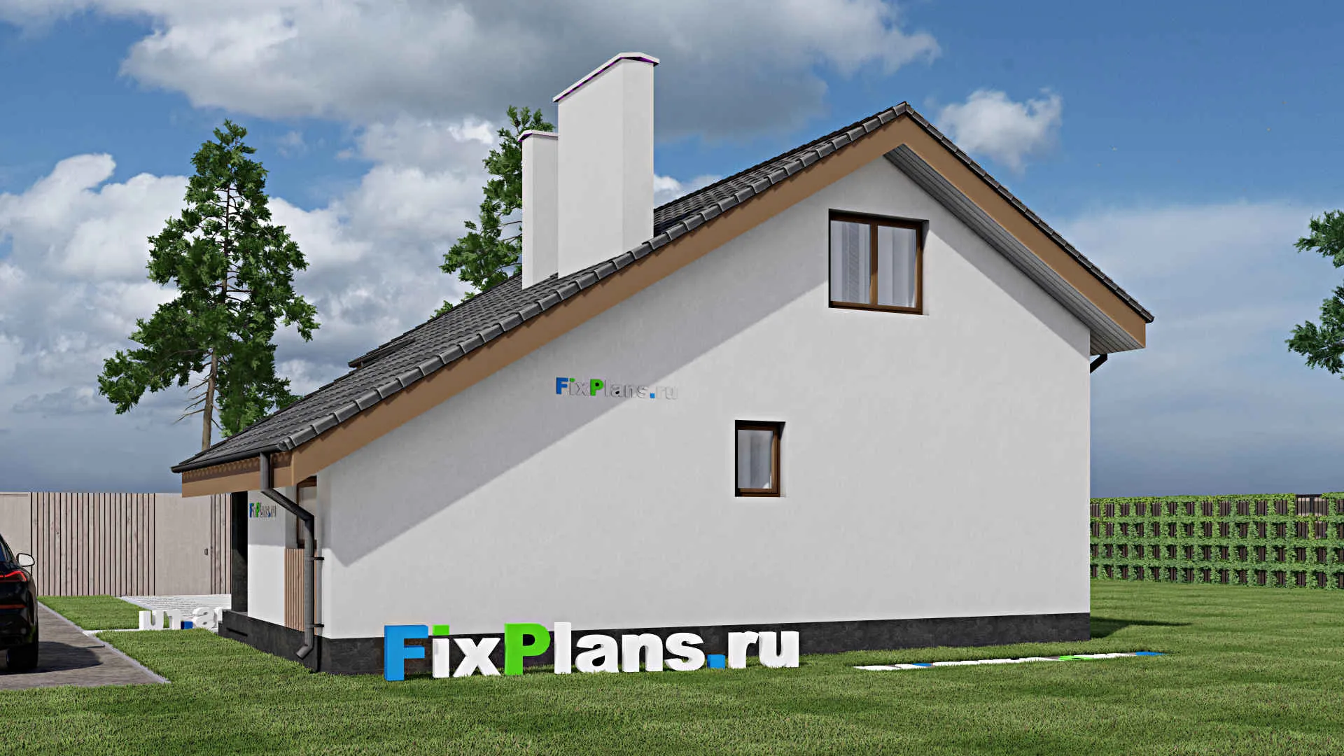 F-1574 - Проект дома с мансардой 10 на 11, площадью 110 м² с террасой и 2 спальнями