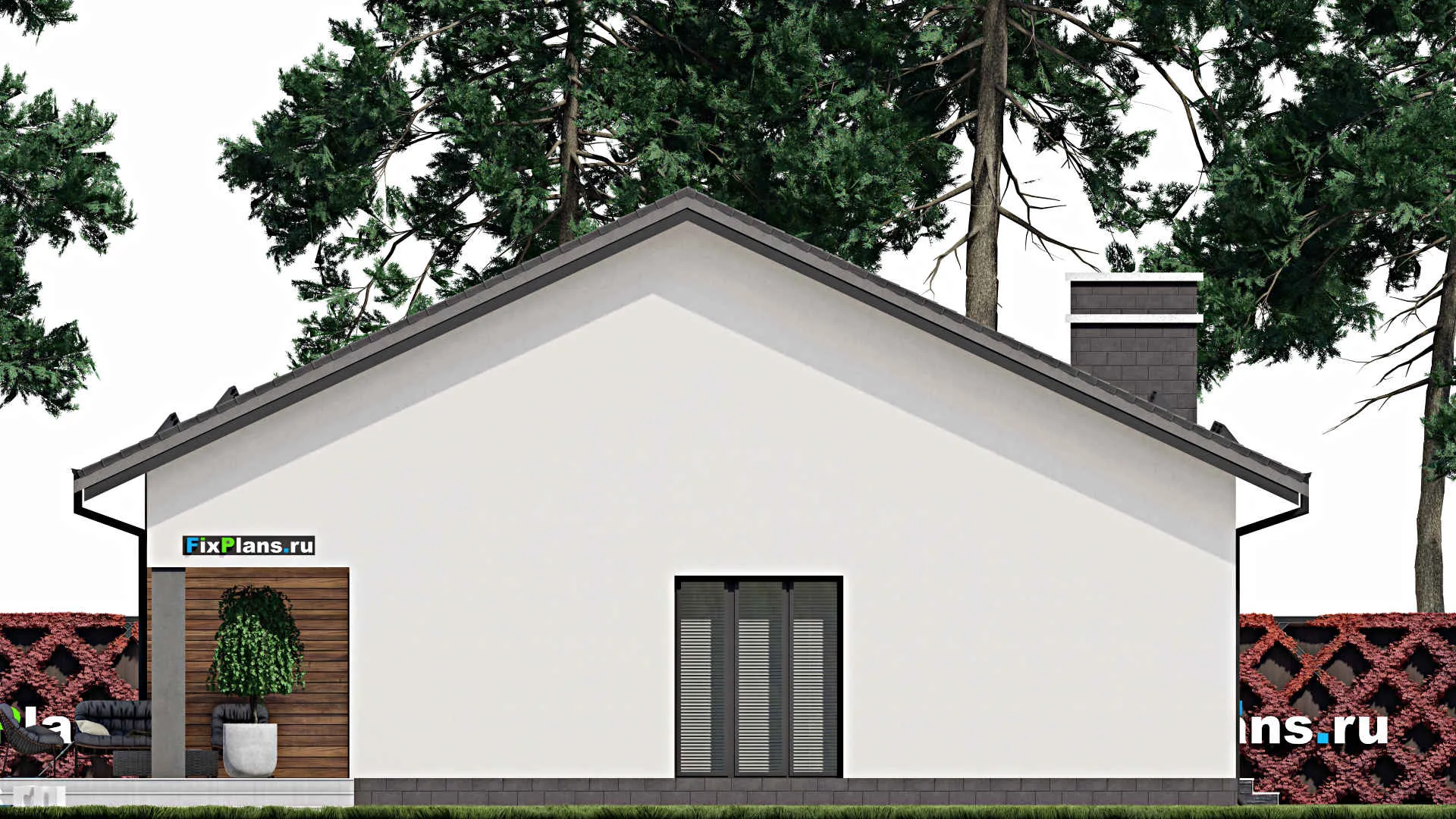 F-0134 - Проект одноэтажного дома 13 на 17, площадью 200 м² с террасой и 4 спальнями