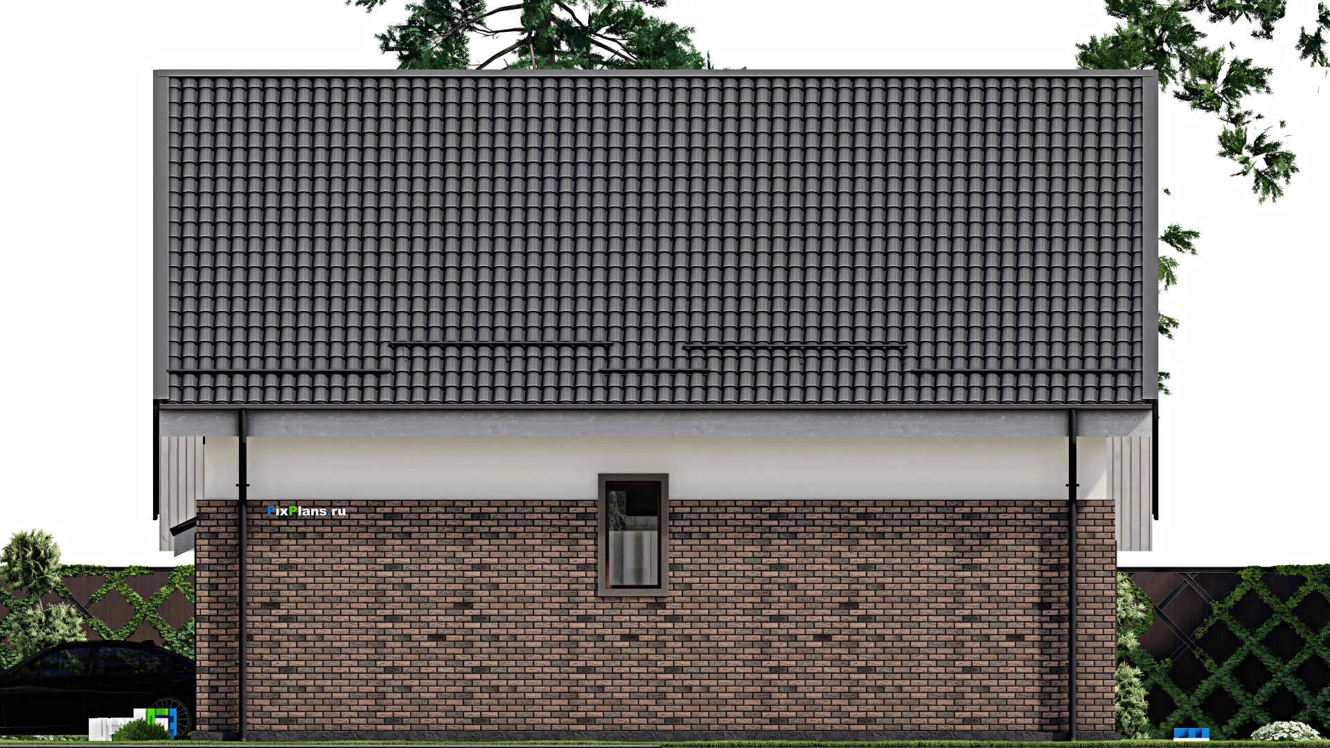 F-4598 - Проект дома с мансардой 13 на 14, площадью 210 м² с гаражом на 1 машину и 3 спальнями