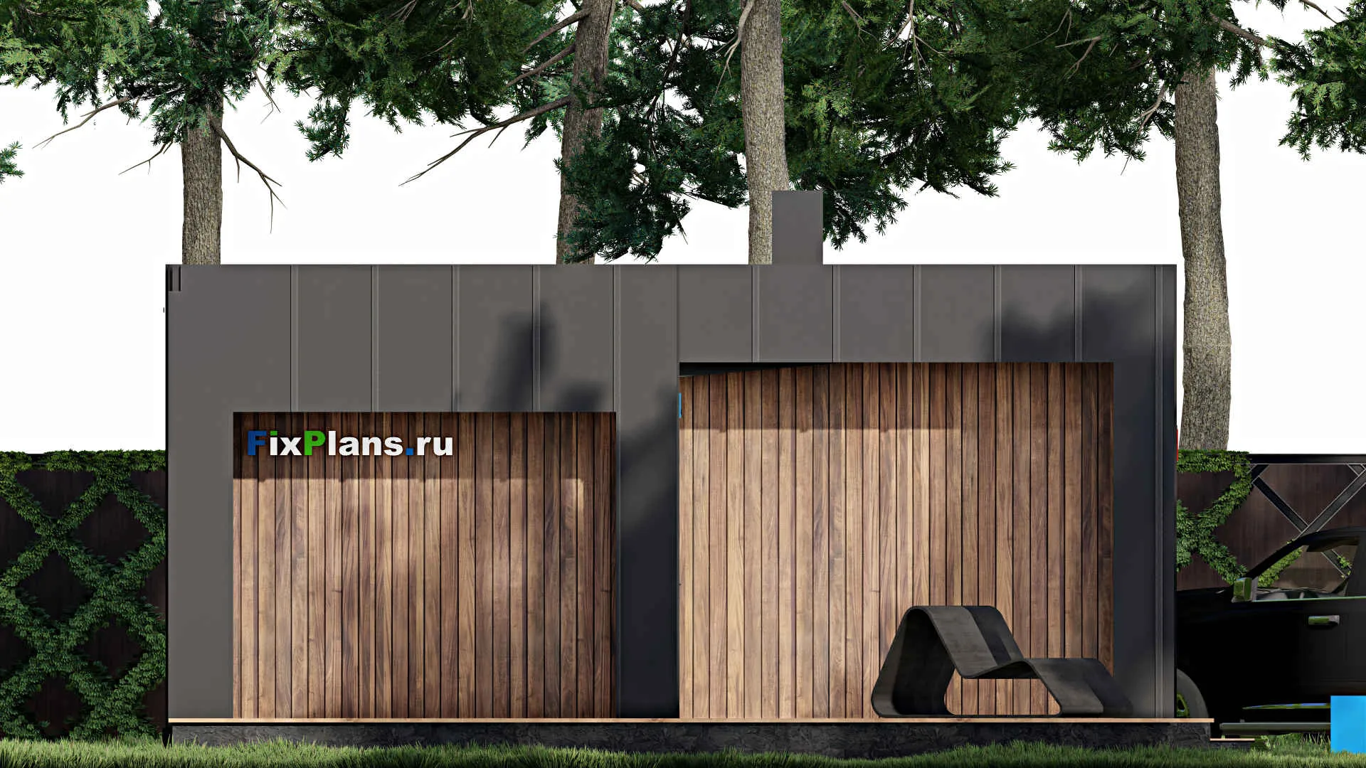 F-1376 - Проект бани 8 на 12, площадью 80 м² с терассой, санузлом и спальней