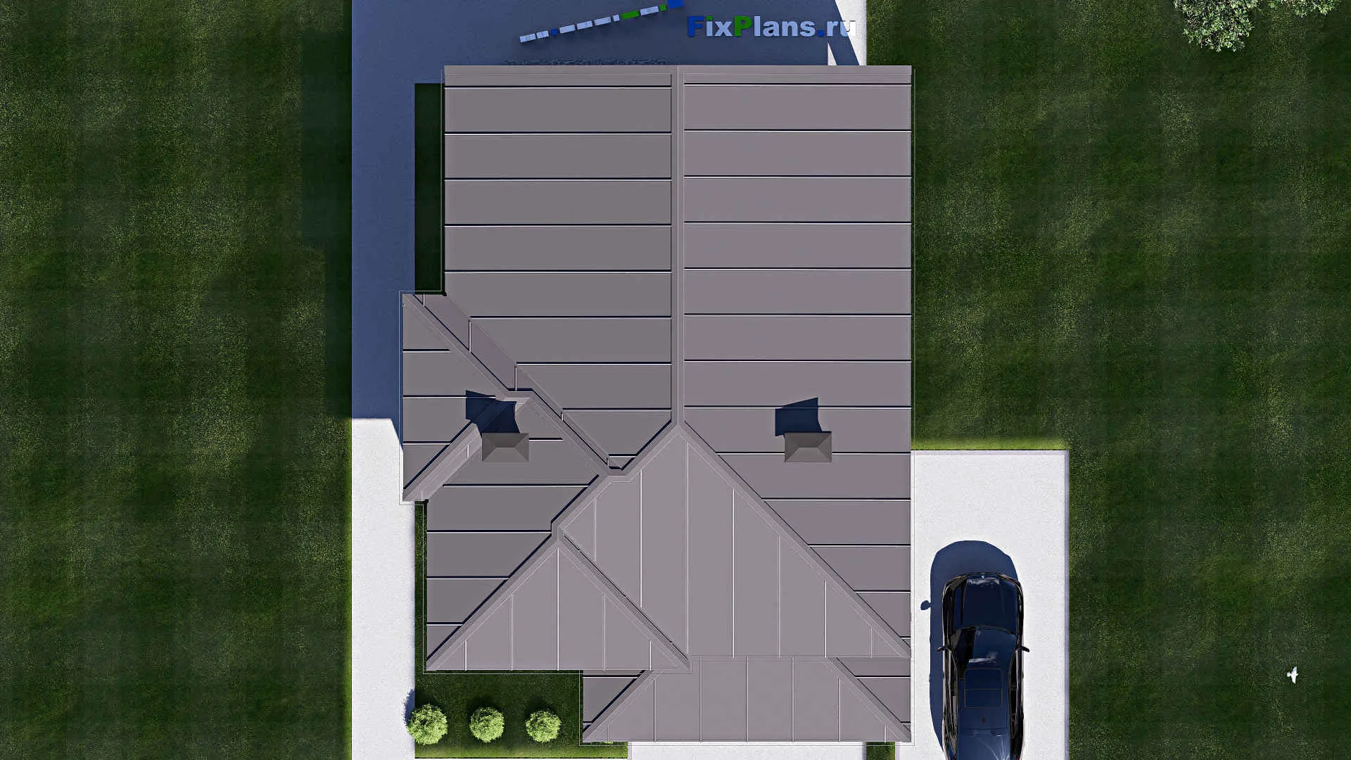 F-19196 - Проект двухэтажного дома 11 на 15, площадью 210 м² с террасой, балконом и 5 спальнями