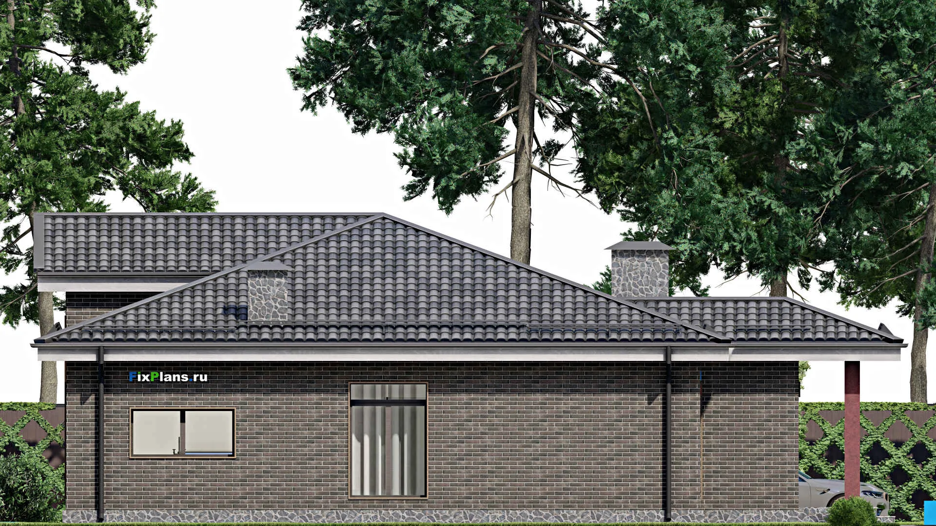 F-6956 - План одноэтажного дома 13 на 16, площадью 130 м² с 3 спальнями