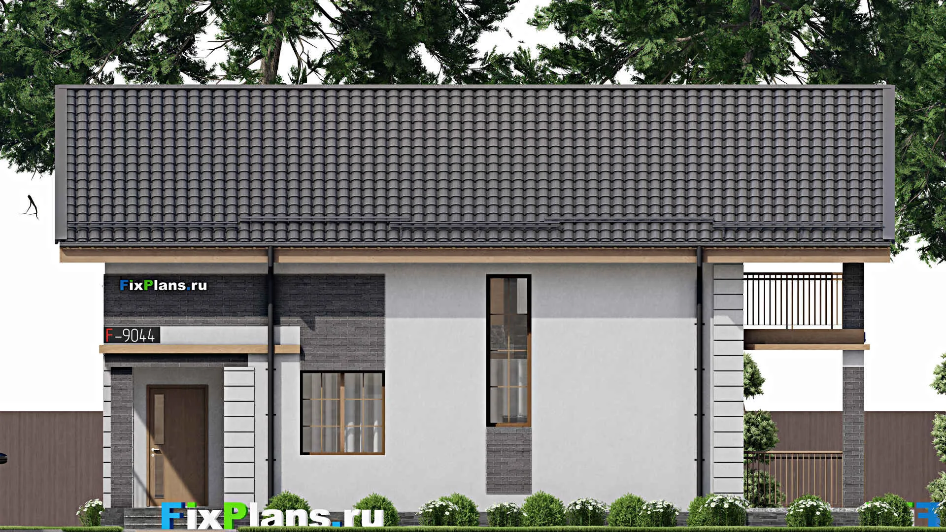 F-9044 - Проект дома с мансардой 11 на 14, площадью 210 м² с террасой, балконом и 4 спальнями