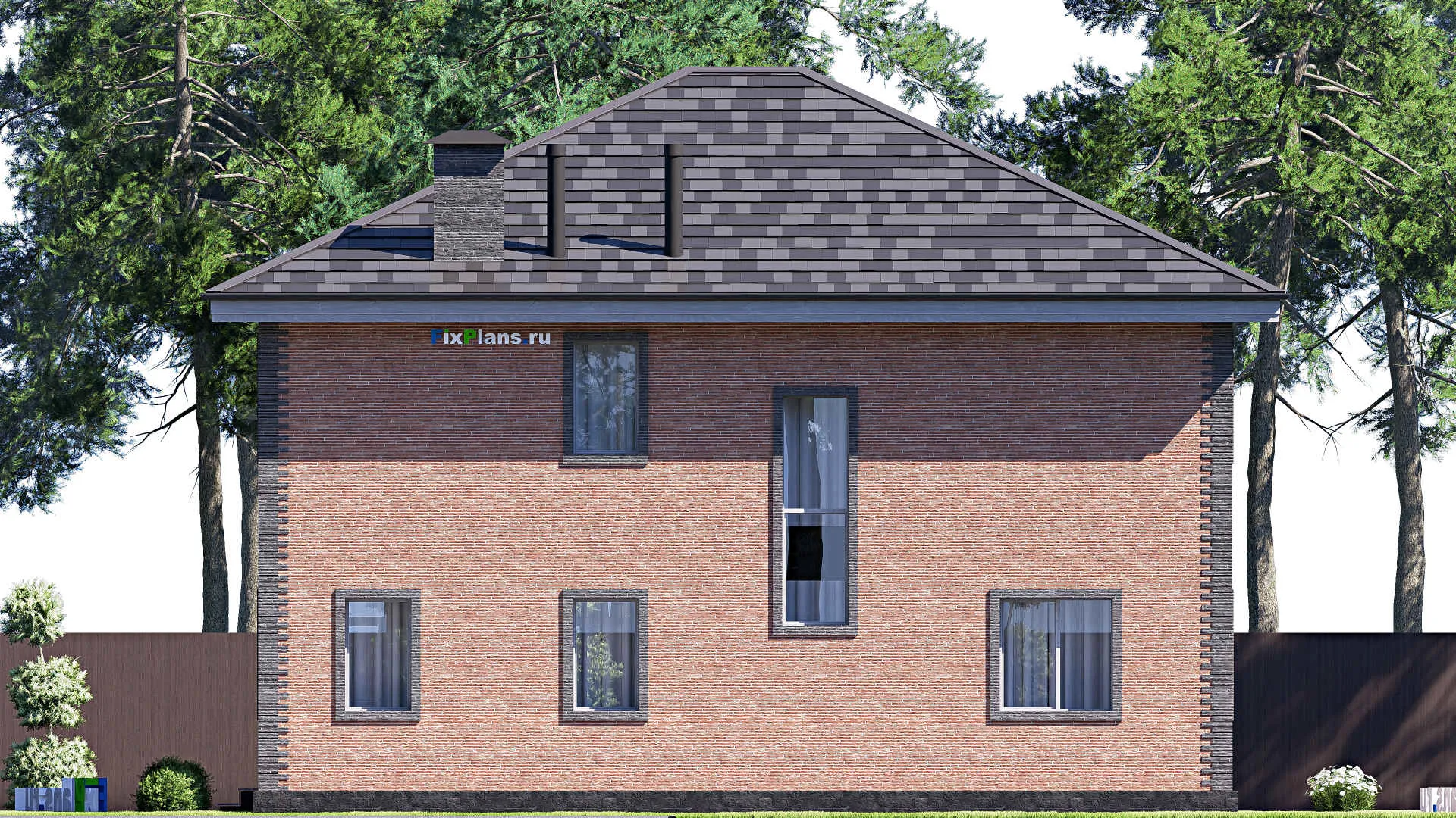 F-19520 - Проект двухэтажного дома 11 на 13, площадью 200 м² с балконом и 4 спальнями