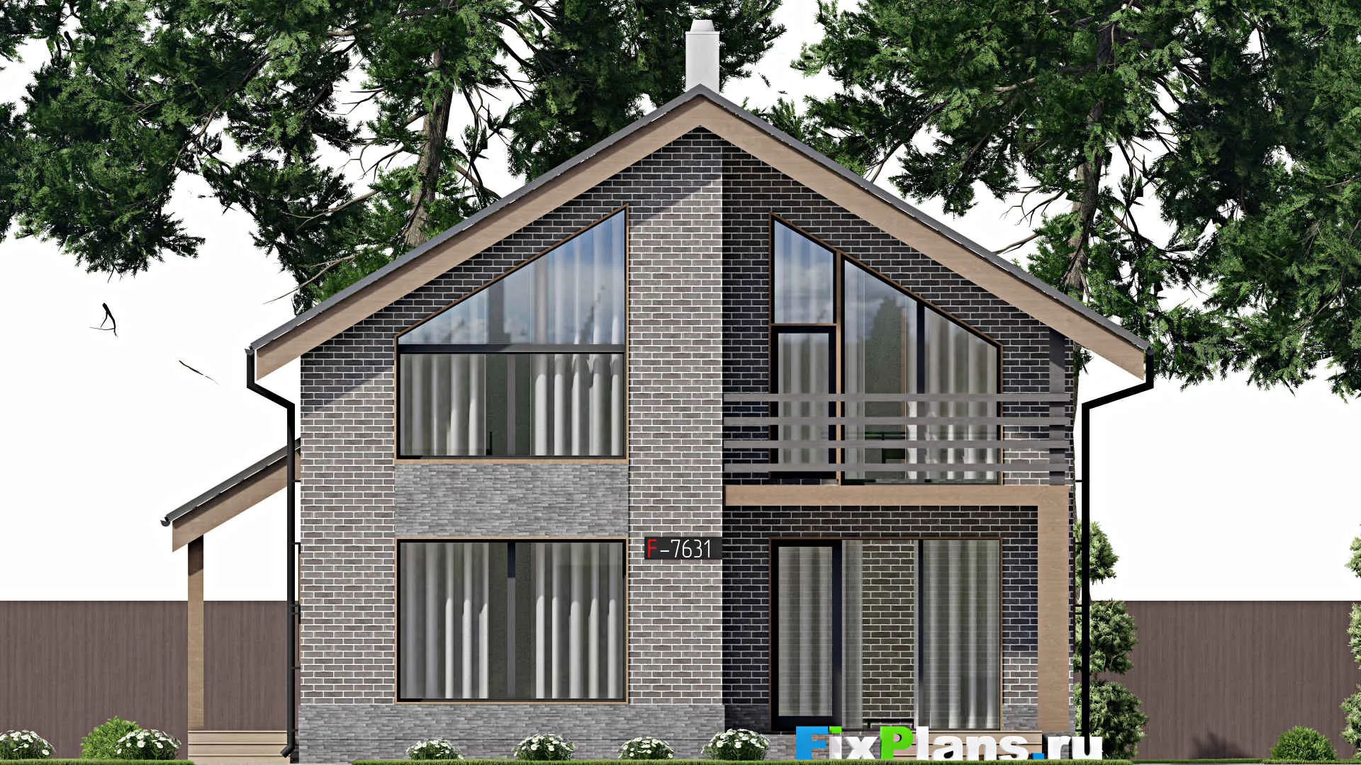 F-7631 - Проект дома с мансардой 10 на 11, площадью 160 м² с террасой, балконом и 3 спальнями