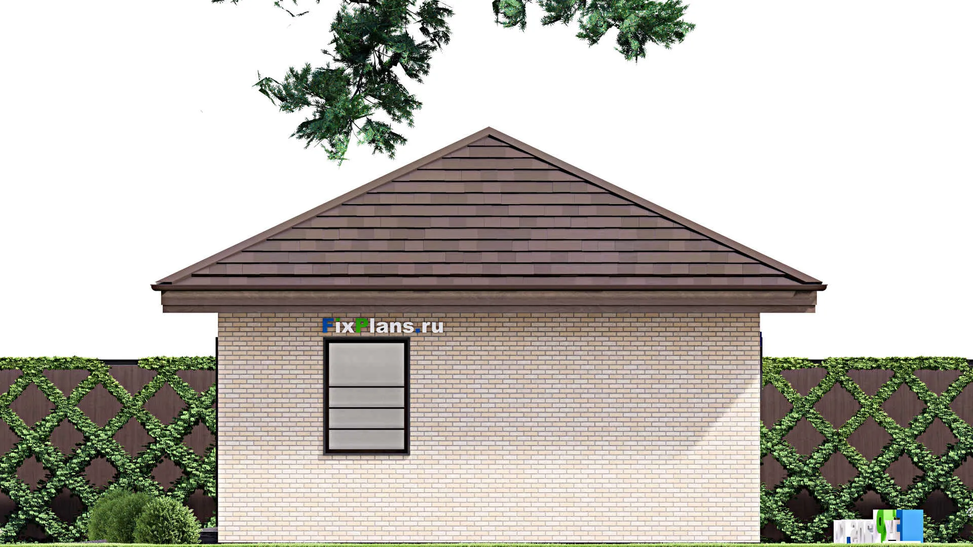 F-14039 - Проект гаража из газобетона 7 на 24, площадью 140 м² на 2 машиноместа