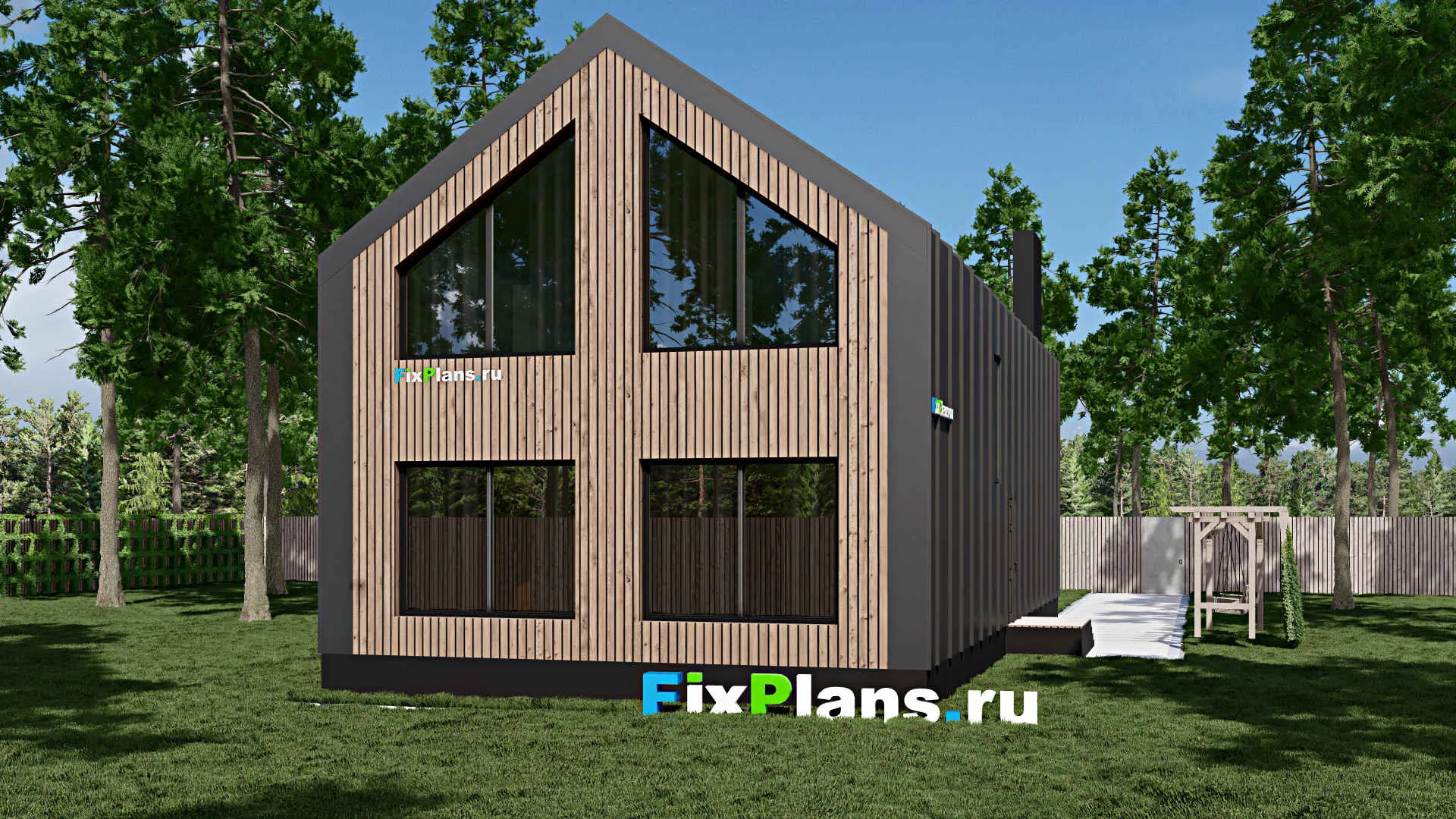 F-1538 - Проект дома с мансардой 8 на 18, площадью 230 м² с террасой, балконом и 4 спальнями