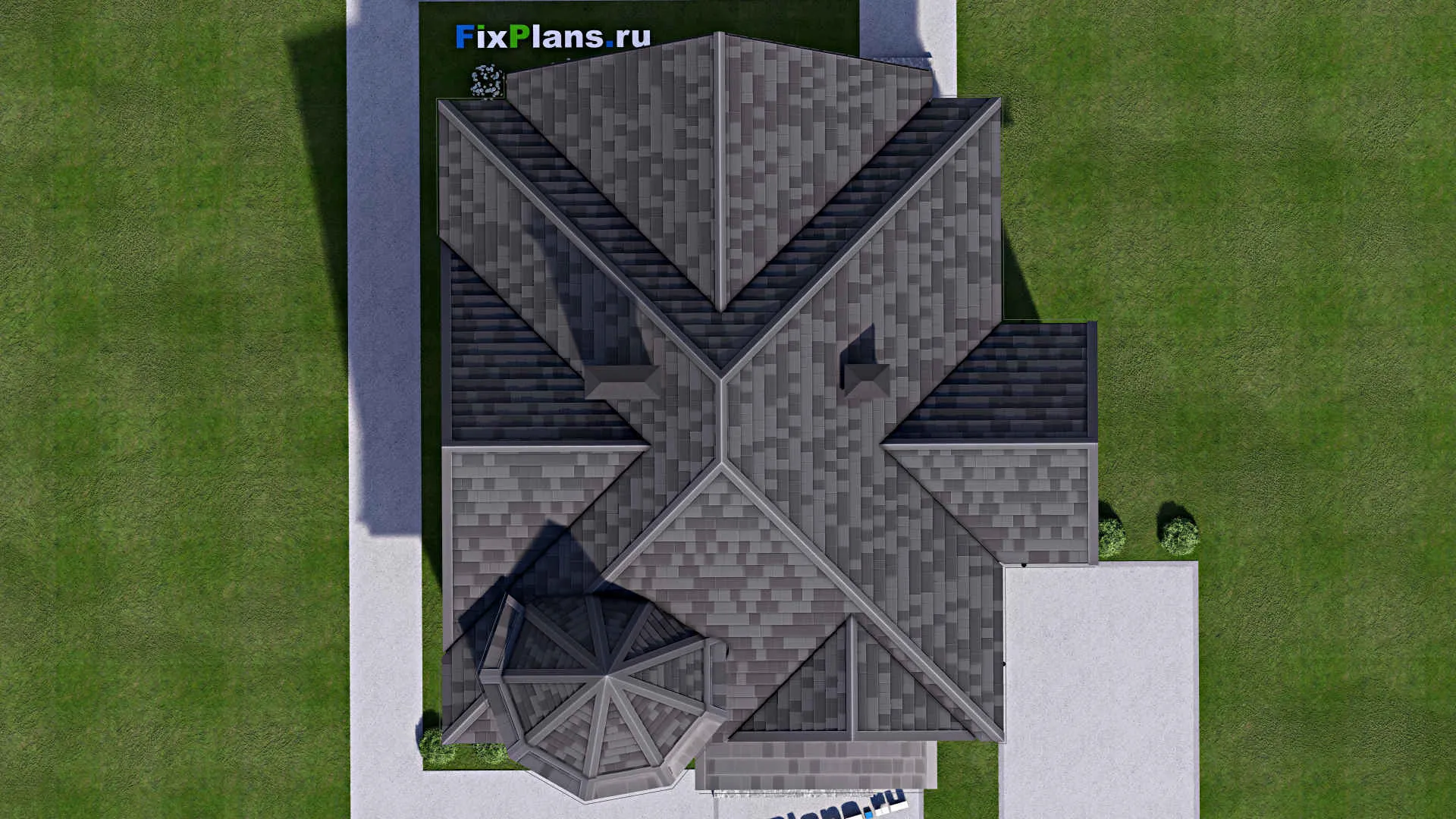 F-13553 - Планы дома с мансардой 12 на 15, площадью 200 м² с балконом и 4 спальнями