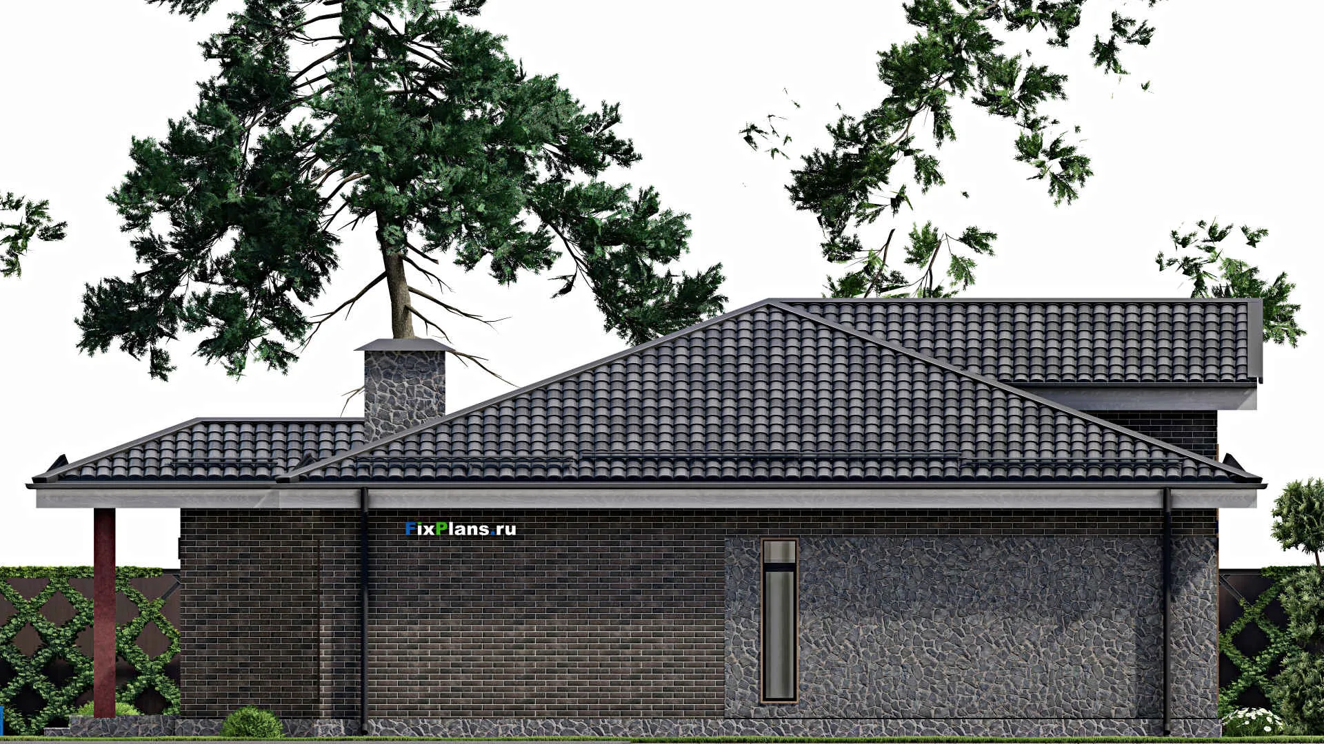 F-6956 - План одноэтажного дома 13 на 16, площадью 130 м² с 3 спальнями