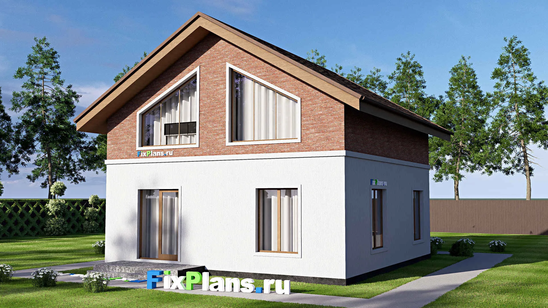 F-20051 - Проект дома с мансардой 10 на 13, площадью 130 м² с 4 спальнями