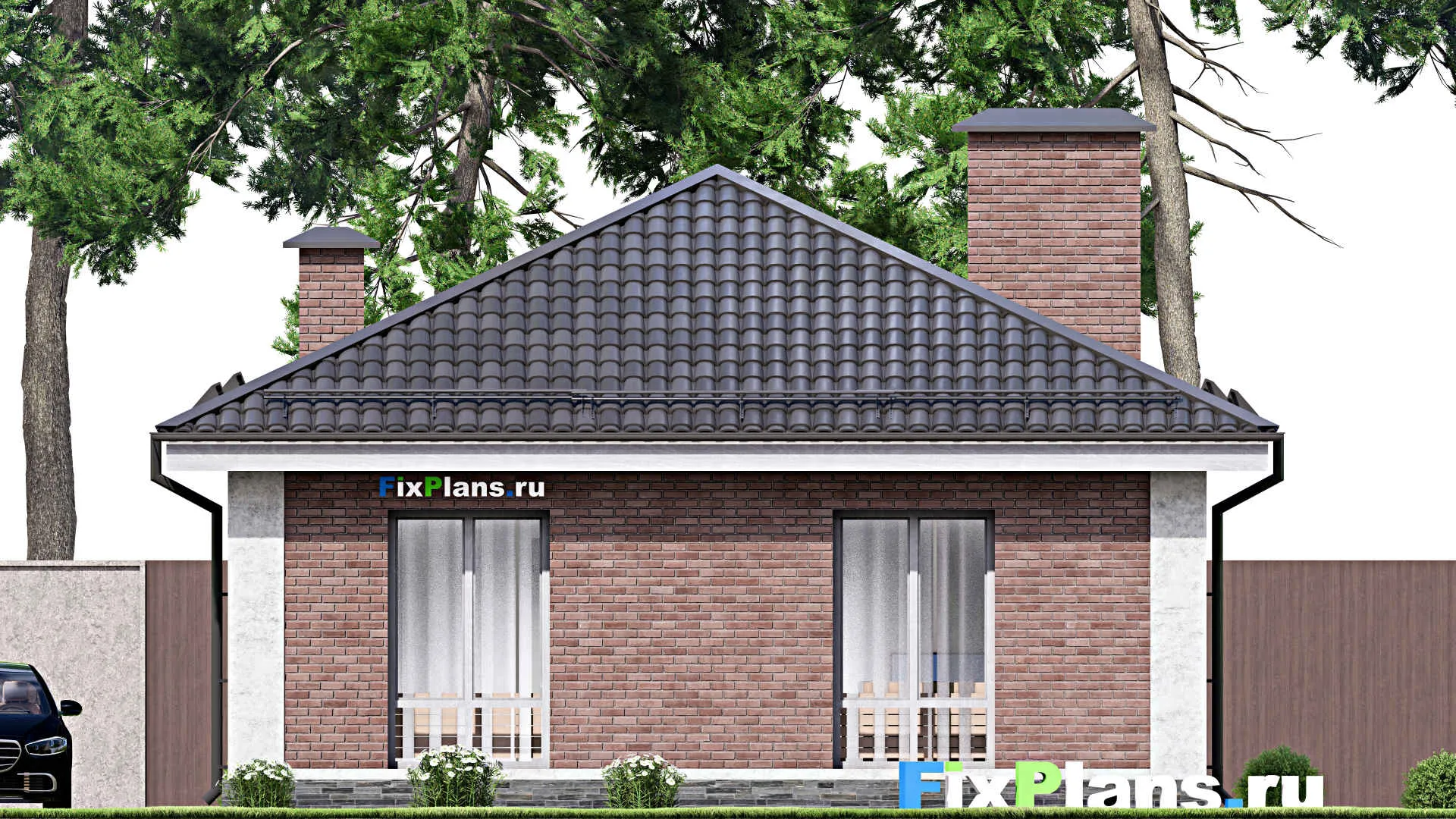 F-14750 - Проект одноэтажного дома 9 на 13, площадью 90 м² с 2 спальнями