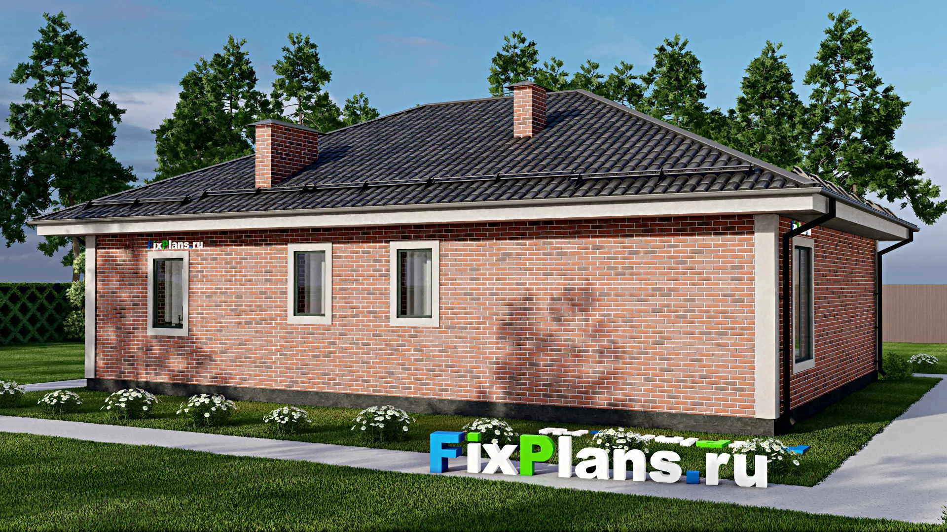 F-9206 - Проект одноэтажного дома 13 на 15, площадью 140 м² с 3 спальнями