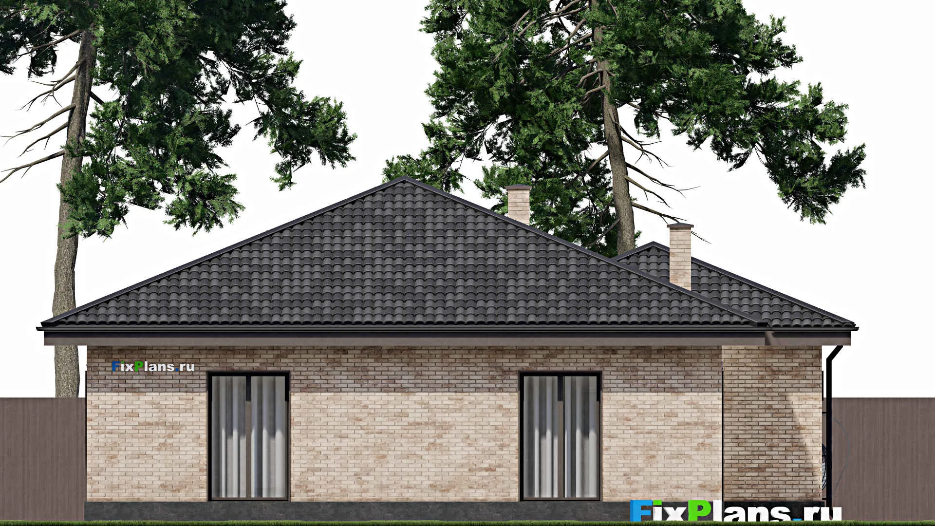 F-1826 - Проект одноэтажного дома 14 на 19, площадью 160 м² с гаражом на 1 машину и 3 спальнями